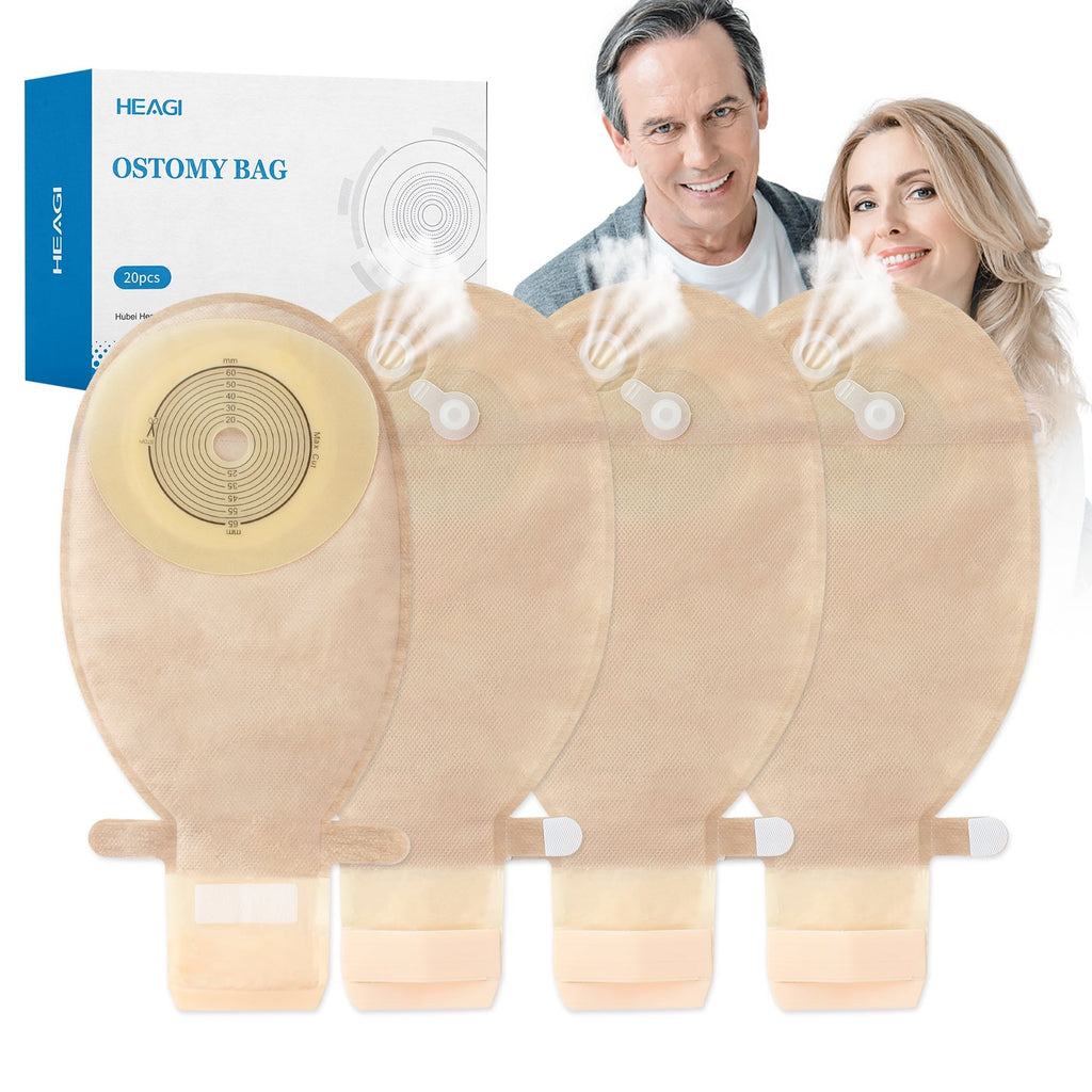 Onnohere 20PCS Colostomy Bag with Gas Release 1-Piece Drainable Pouch Ostomy Supplies for Ileostomy