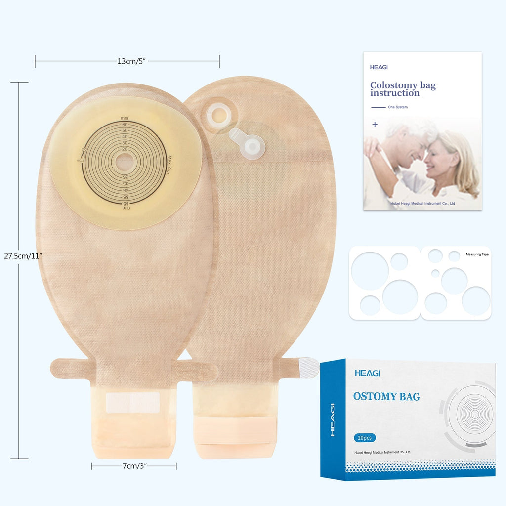 Onnohere 20PCS Colostomy Bag with Gas Release 1-Piece Drainable Pouch Ostomy Supplies for Ileostomy