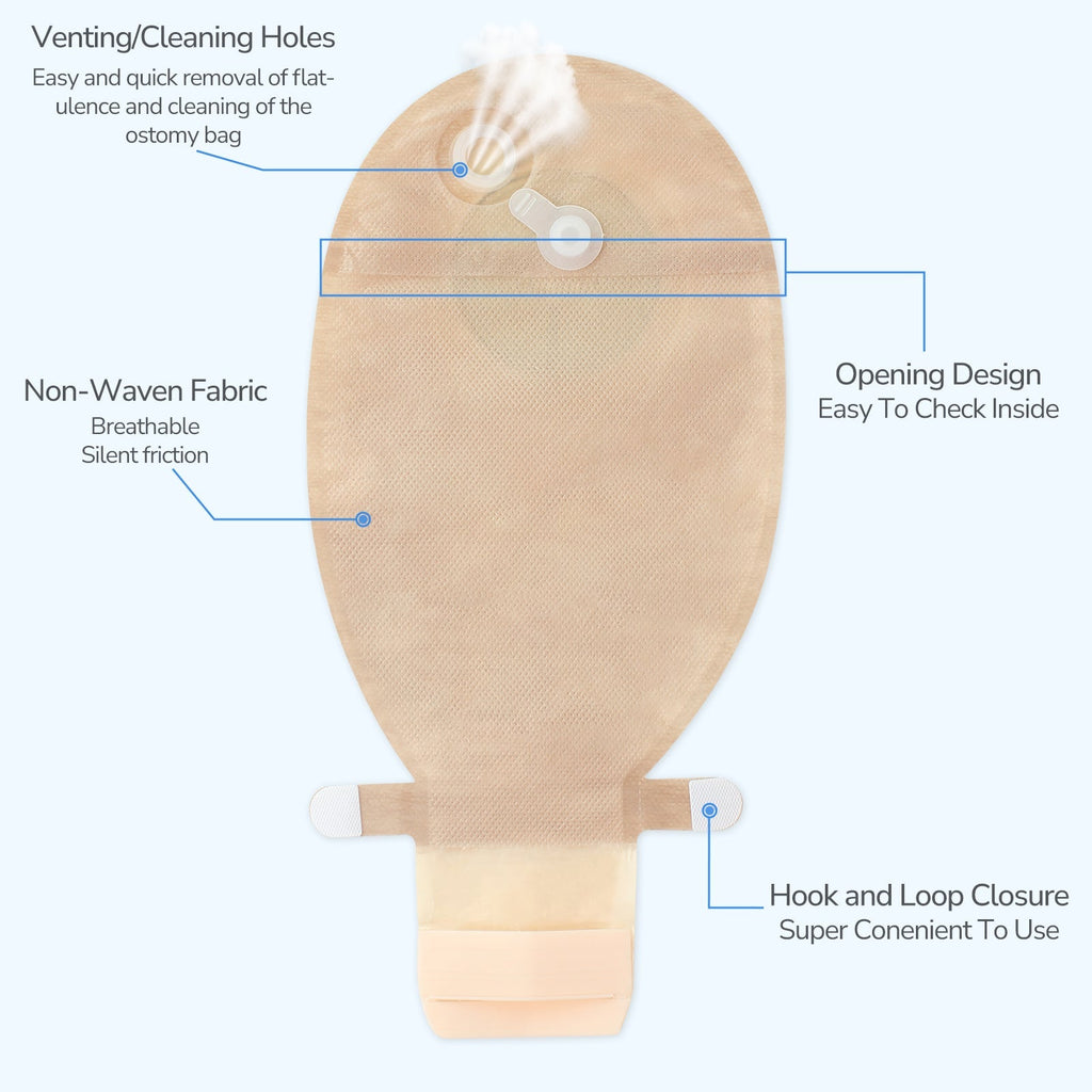 Onnohere 20PCS Colostomy Bag with Gas Release 1-Piece Drainable Pouch Ostomy Supplies for Ileostomy