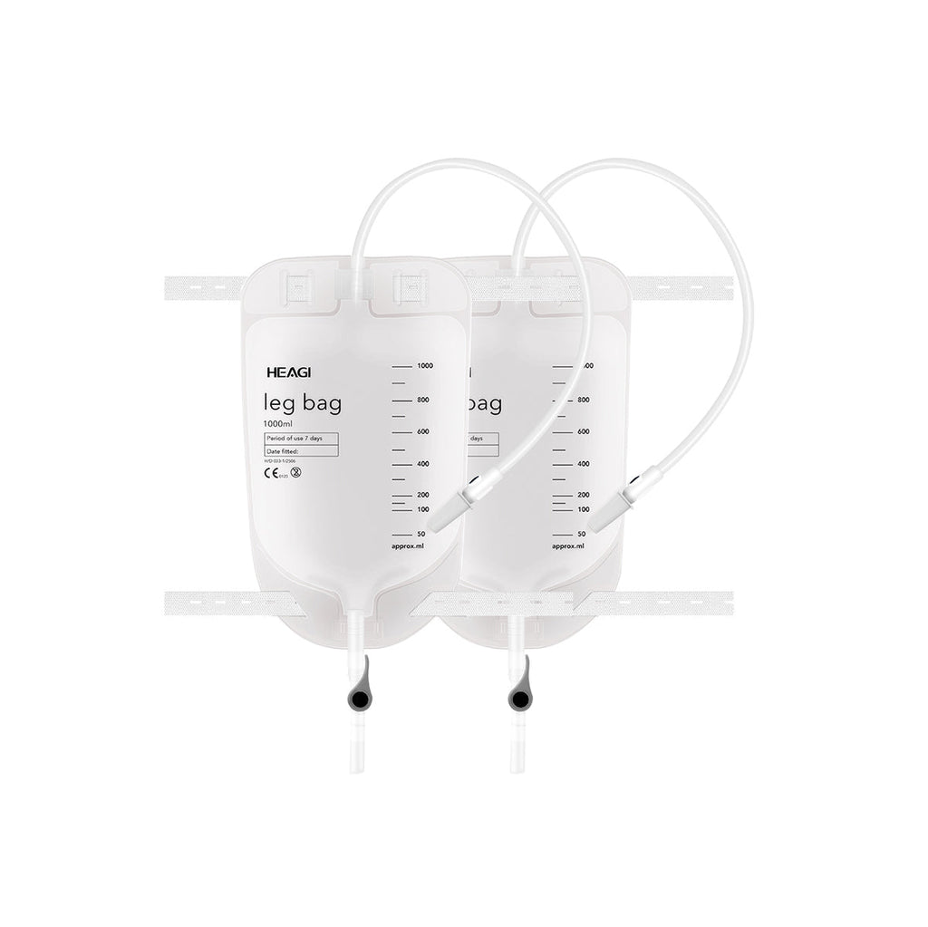 Onnohere 3 Pack 1000ml Catheter Leg Bags, Urinary Drainage Bag with Anti Reflux Valve 18” Tubing and Adjustable