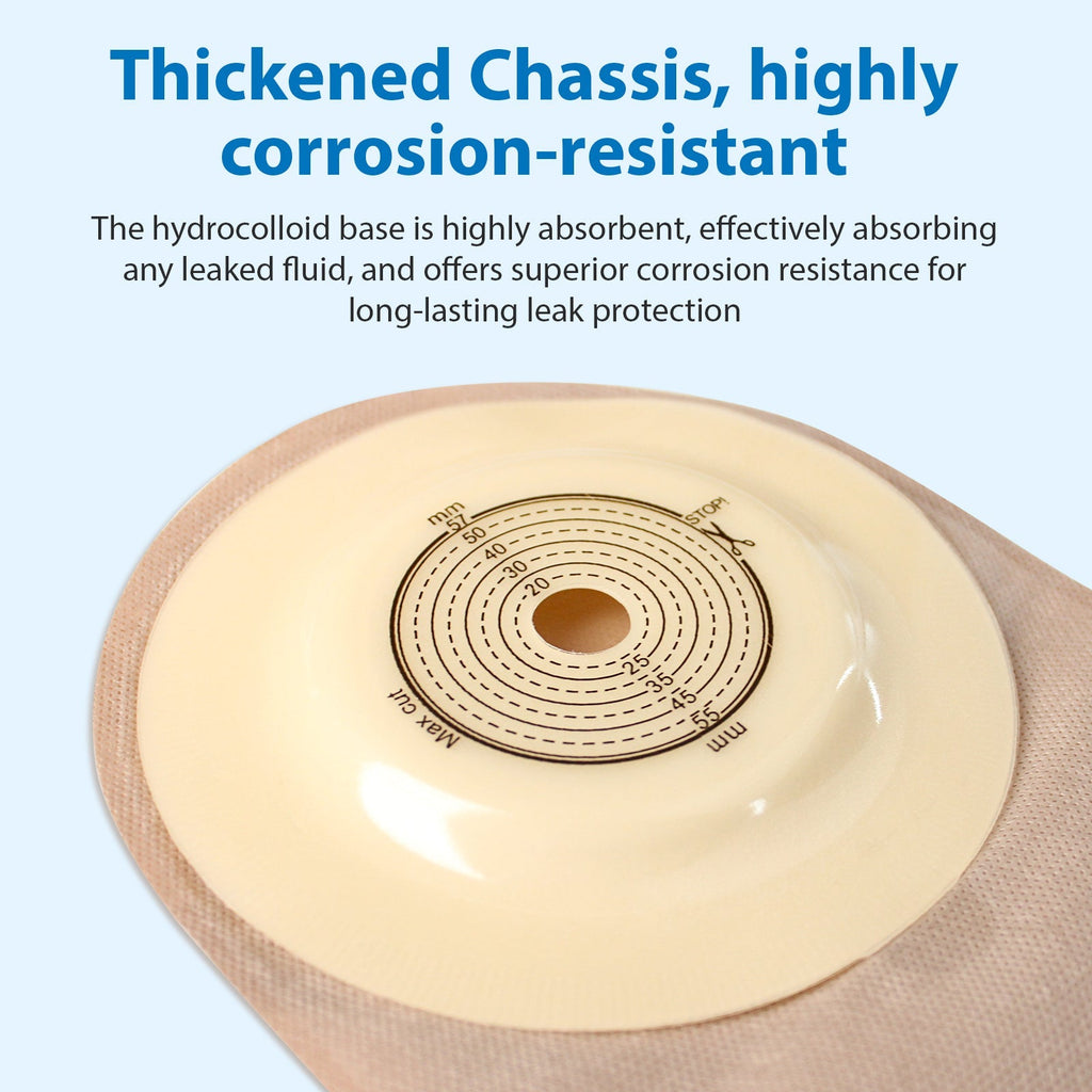 Onnohere 10 PCS Convex Ostomy Bag with Vent One-Piece Drainable Pouches Fits Retracted/Deep-Seated Stoma, Cut-to-Fit 20–57mm