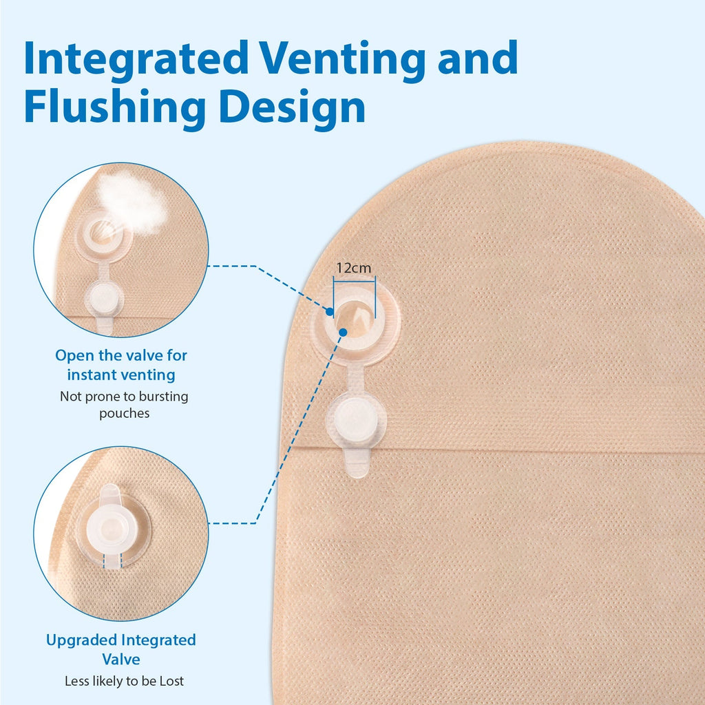 Onnohere 10 PCS Convex Ostomy Bag with Vent One-Piece Drainable Pouches Fits Retracted/Deep-Seated Stoma, Cut-to-Fit 20–57mm