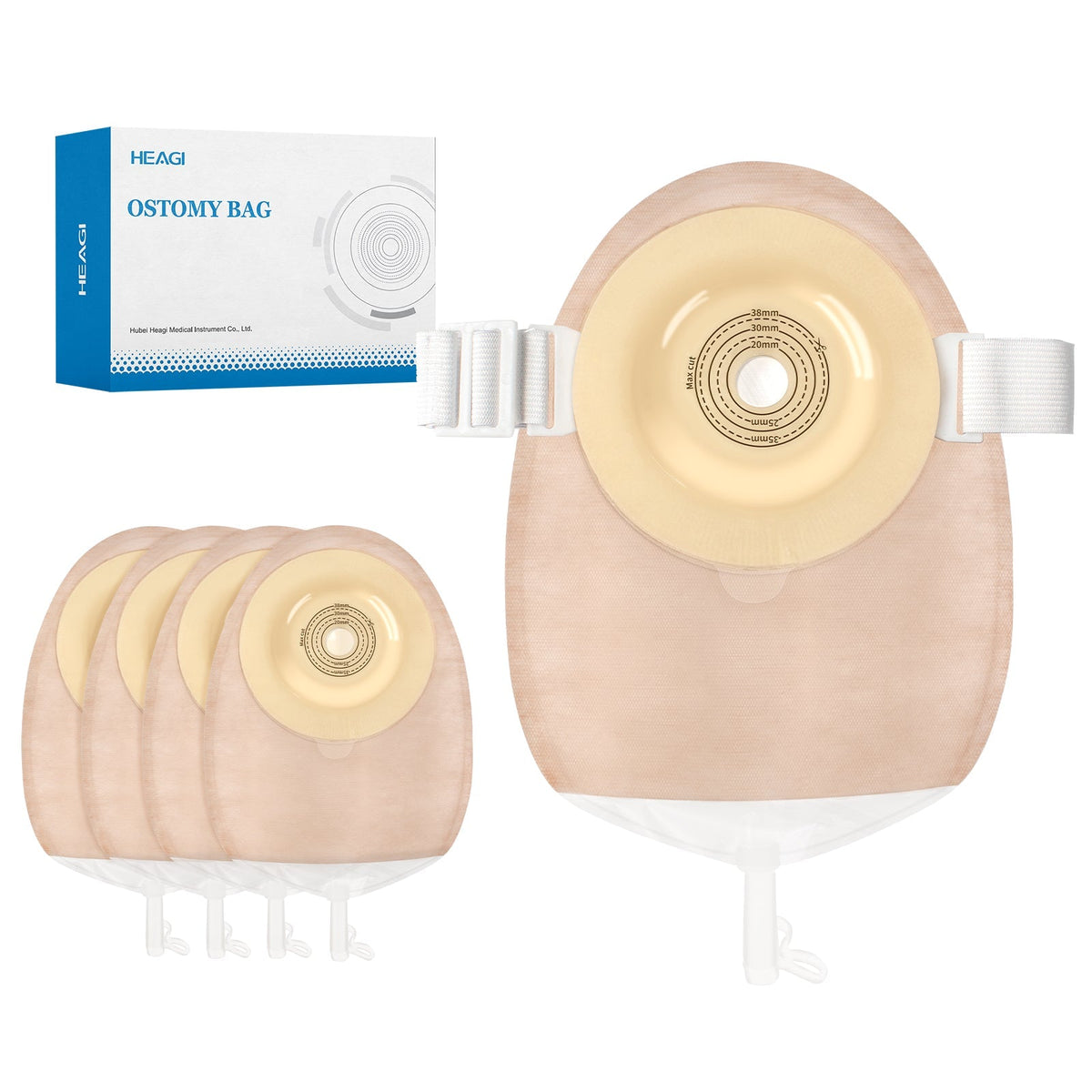 Onnohere 10 PCS Convex Urostomy Bags, One Piece Urostomy Pouches with Anti-Reflux System, 15–38mm