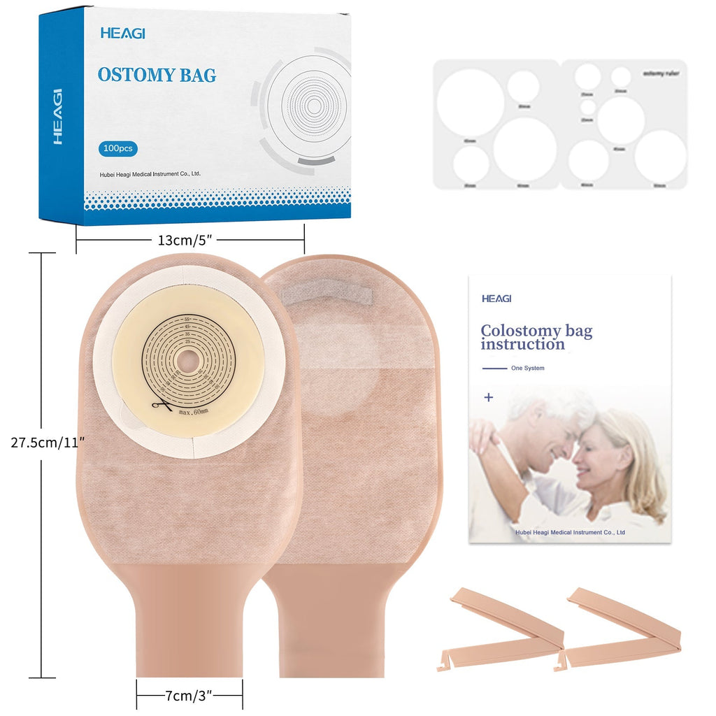 Onnohere 100 PCS Colostomy Bags, One Piece Ostomy Drainable Pouches for Ileostomy