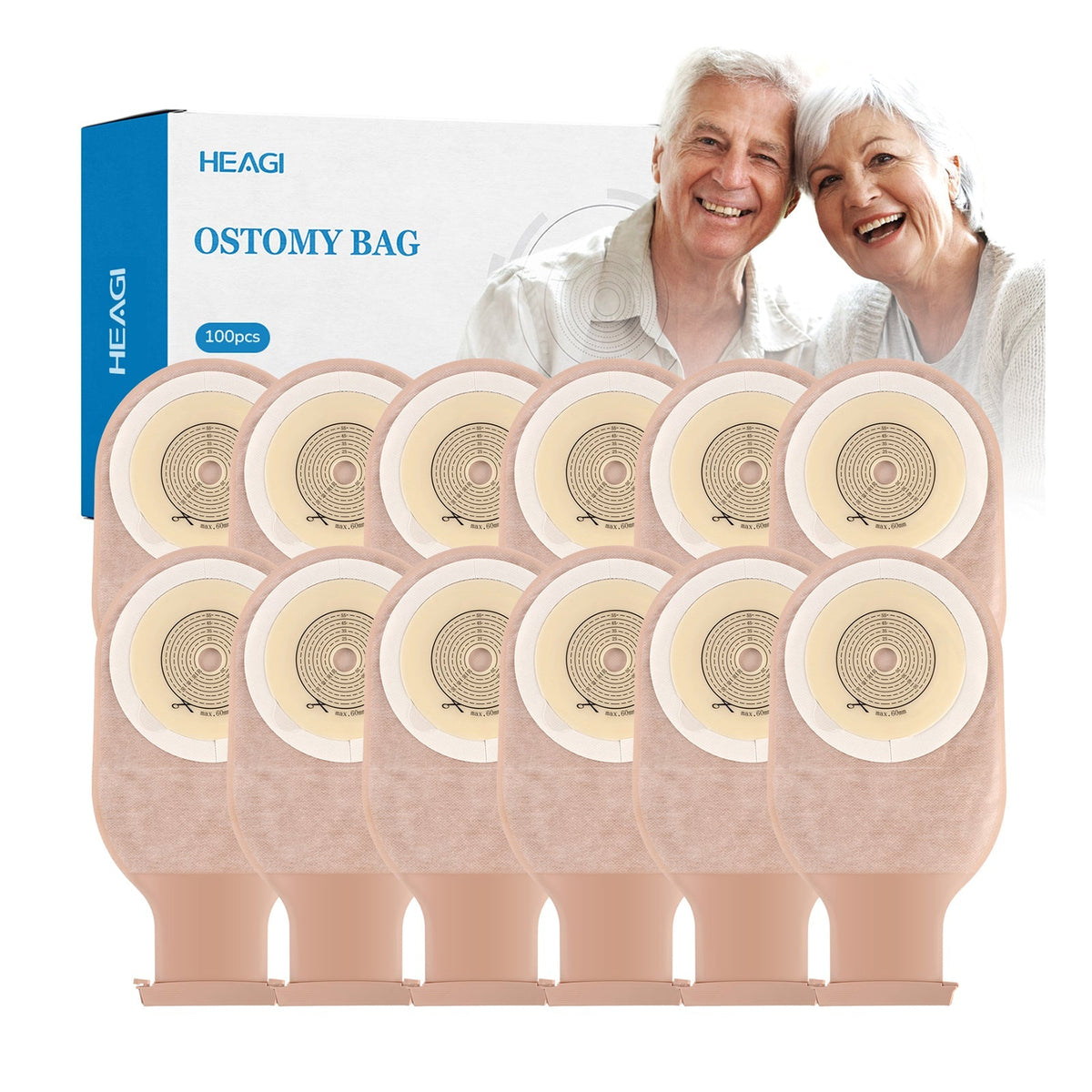 Onnohere 100 PCS Colostomy Bags, One Piece Ostomy Drainable Pouches for Ileostomy