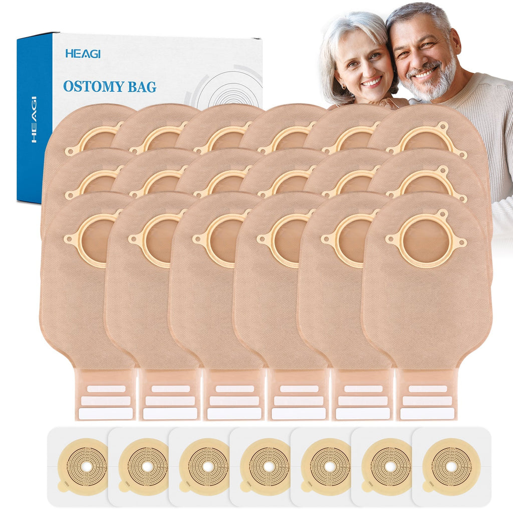 Onnohere 100 PCS Colostomy Bags, Two Piece Drainable Pouches with Closure 60mm Max, Ostomy supplies