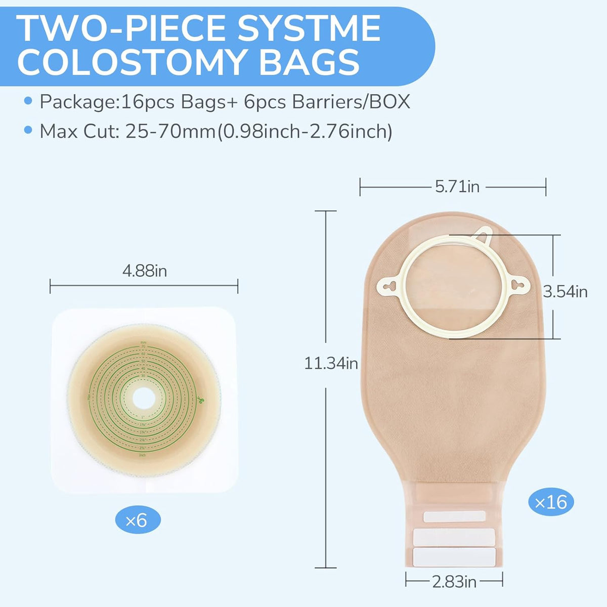 Onnohere 2-Piece Colostomy Bags  Drainable Pouches with Closure for Ileostomy Ostomy supplies