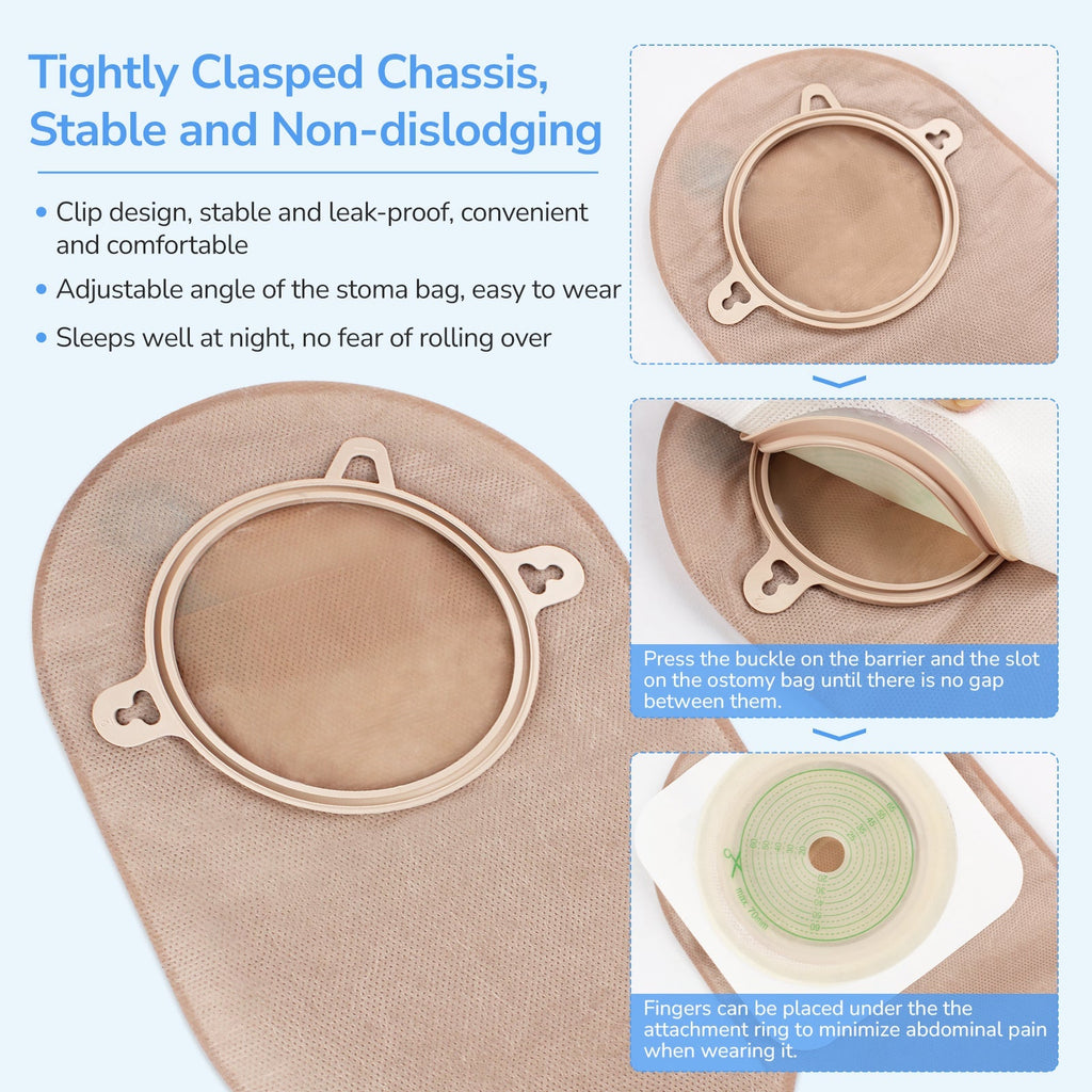 Onnohere 2-Piece Colostomy Bags with Exhaust Hole, Drainable Ostomy Pouch , Cut-to-Fit 20–70mm