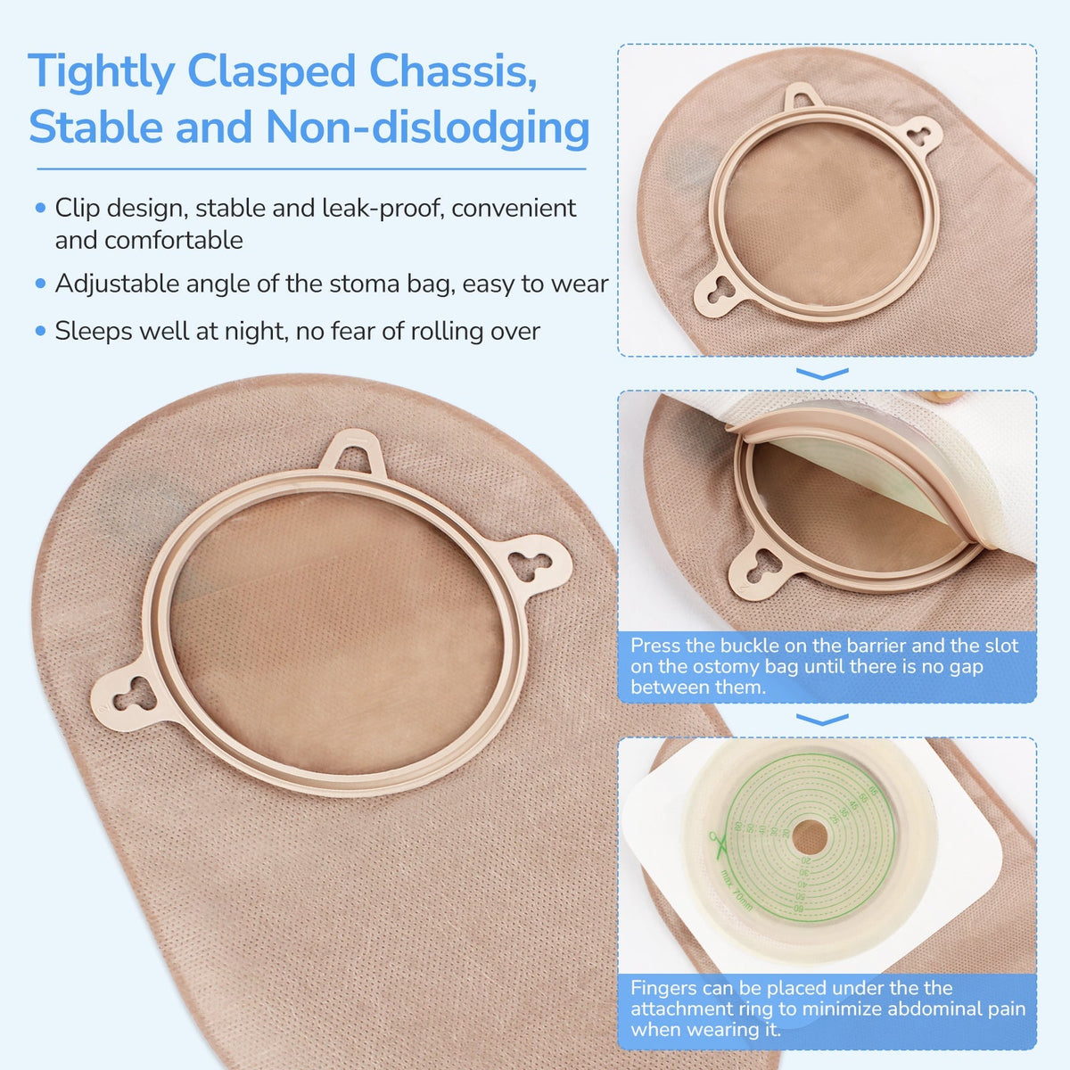 Onnohere 2-Piece Colostomy Bags with Exhaust Hole, Drainable Ostomy Pouch , Cut-to-Fit 20–70mm
