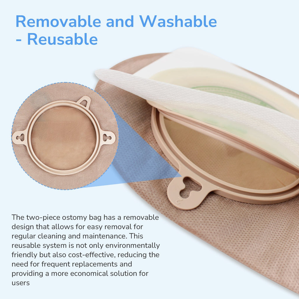 Onnohere 2-Piece Colostomy Bags with Exhaust Hole, Drainable Ostomy Pouch , Cut-to-Fit 20–70mm