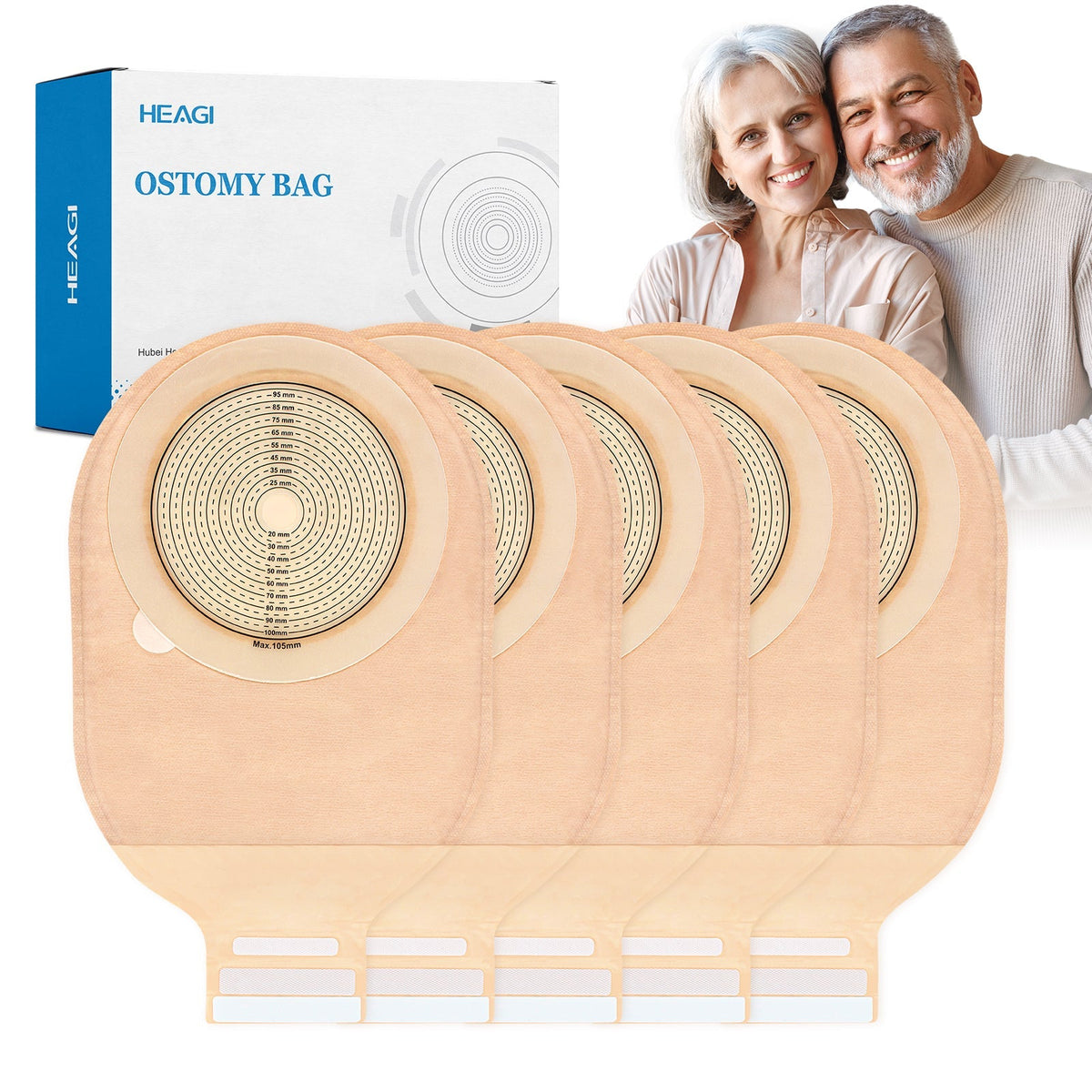Onnohere 20 Pack 105 mm Large Colostomy Bags Ostomy Drainable Pouches for Ileostomy Stoma Care
