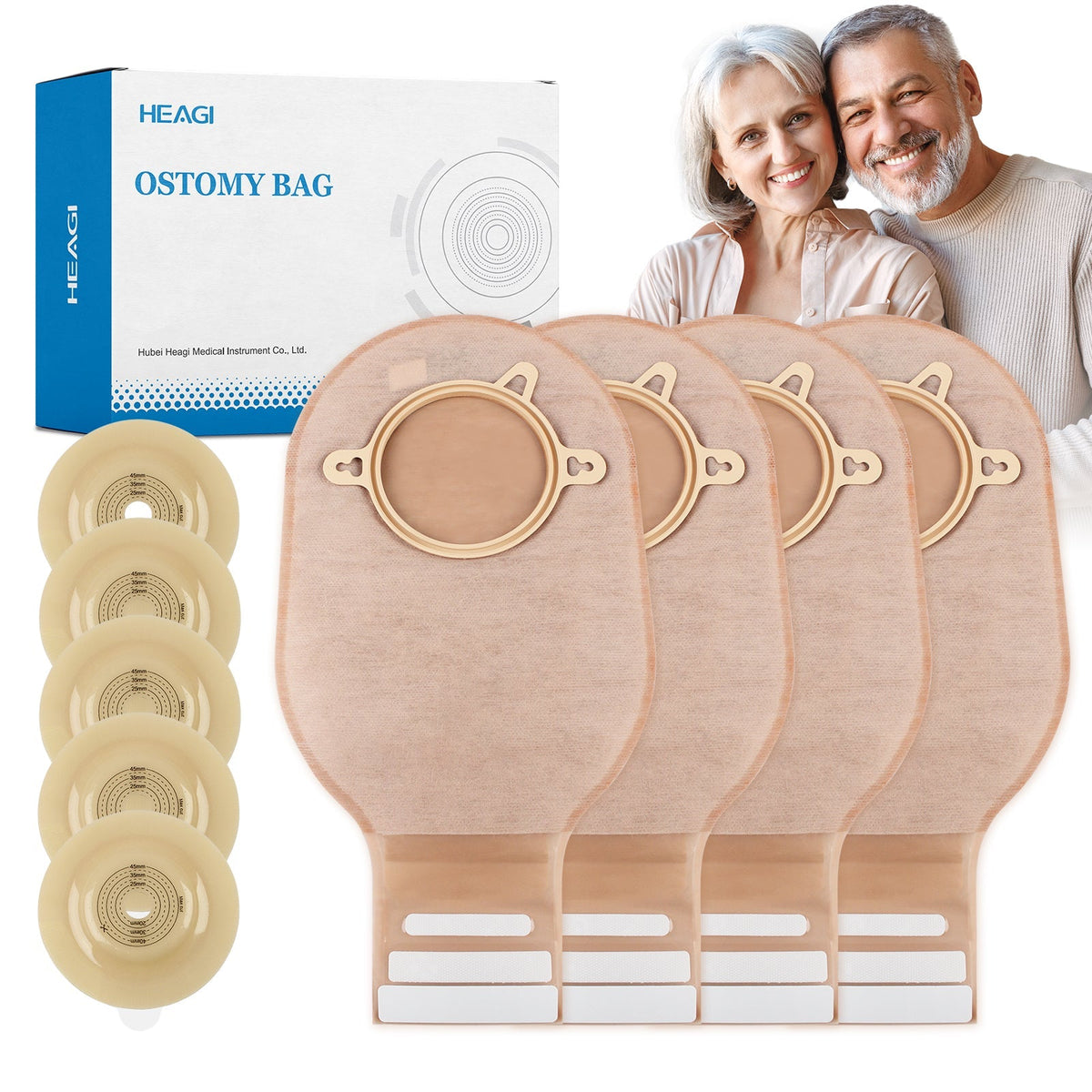 Onnohere 20 PCS  Convex 2-Piece Ostomy Bags Drainable Pouches with Closure, Cut-to-Fit 20–45mm Ostomy Supplies