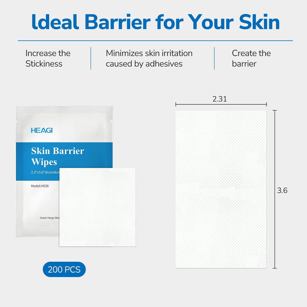 Onnohere 200 PCS Ostomy Skin Barrier Wipes Alcohol-Free Skin Prep Film for Stoma Care