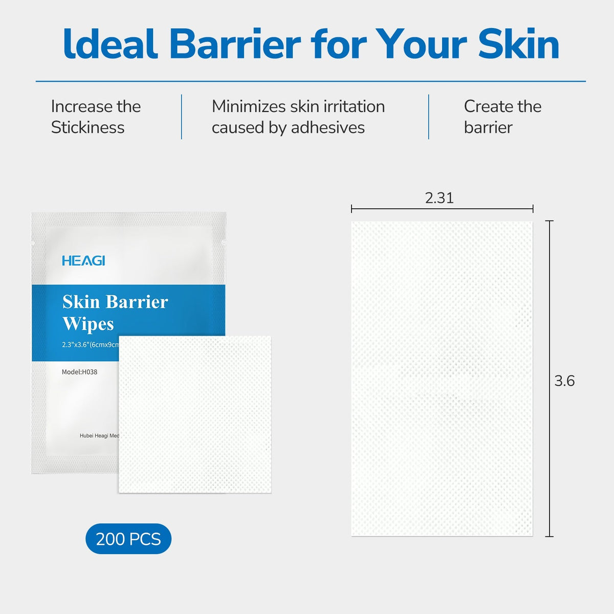 Onnohere 200 PCS Ostomy Skin Barrier Wipes Alcohol-Free Skin Prep Film for Stoma Care