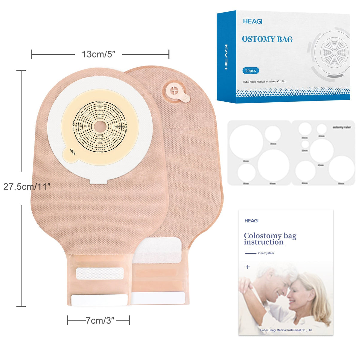 Onnohere 20Pcs Colostomy Bag Exhaust Holes for Ileostomy, One Piece Drainable Pouch Ostomy Care Supplies