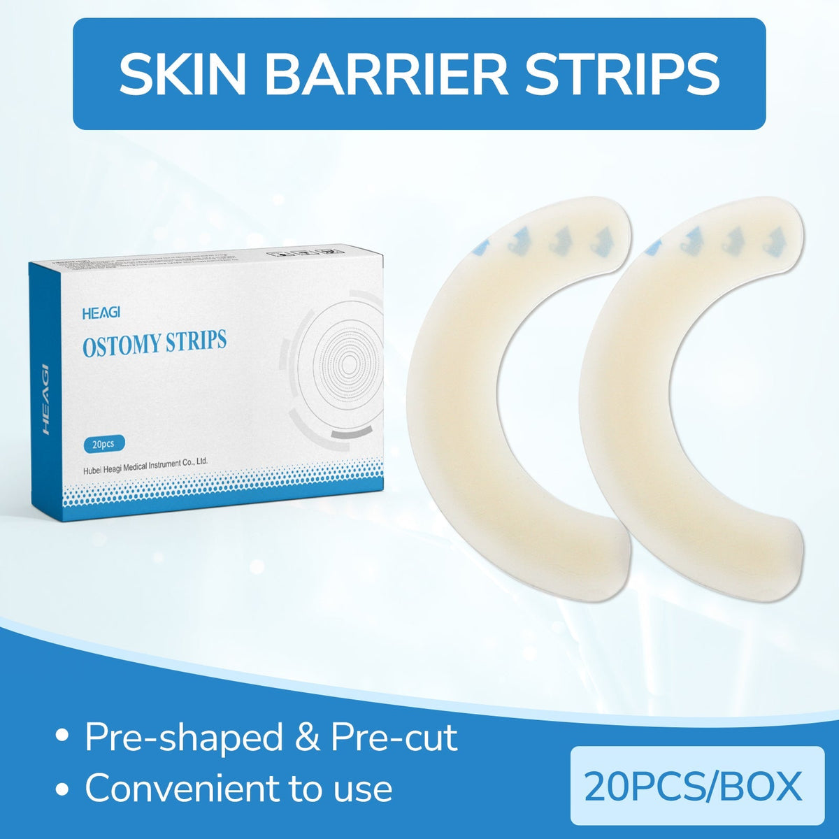 Onnohere 40PCS Elastic Barrier Strips for Ostomy Bag, Skin-Friendly Hydrocolloid Skin Barrier Strips,Osotmy Care