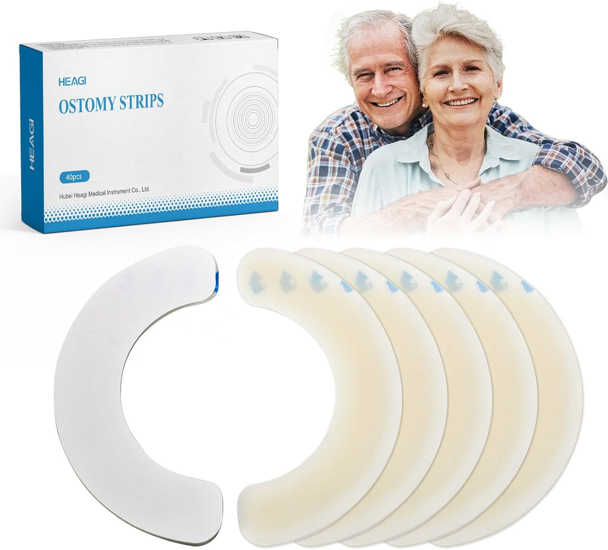 Onnohere 20PCS Ostomy Barrier Strips, Skin-Friendly Hydrocolloid , Elastic Barrier Strips for Ostomy Bag Colostomy Ileostomy Supplies