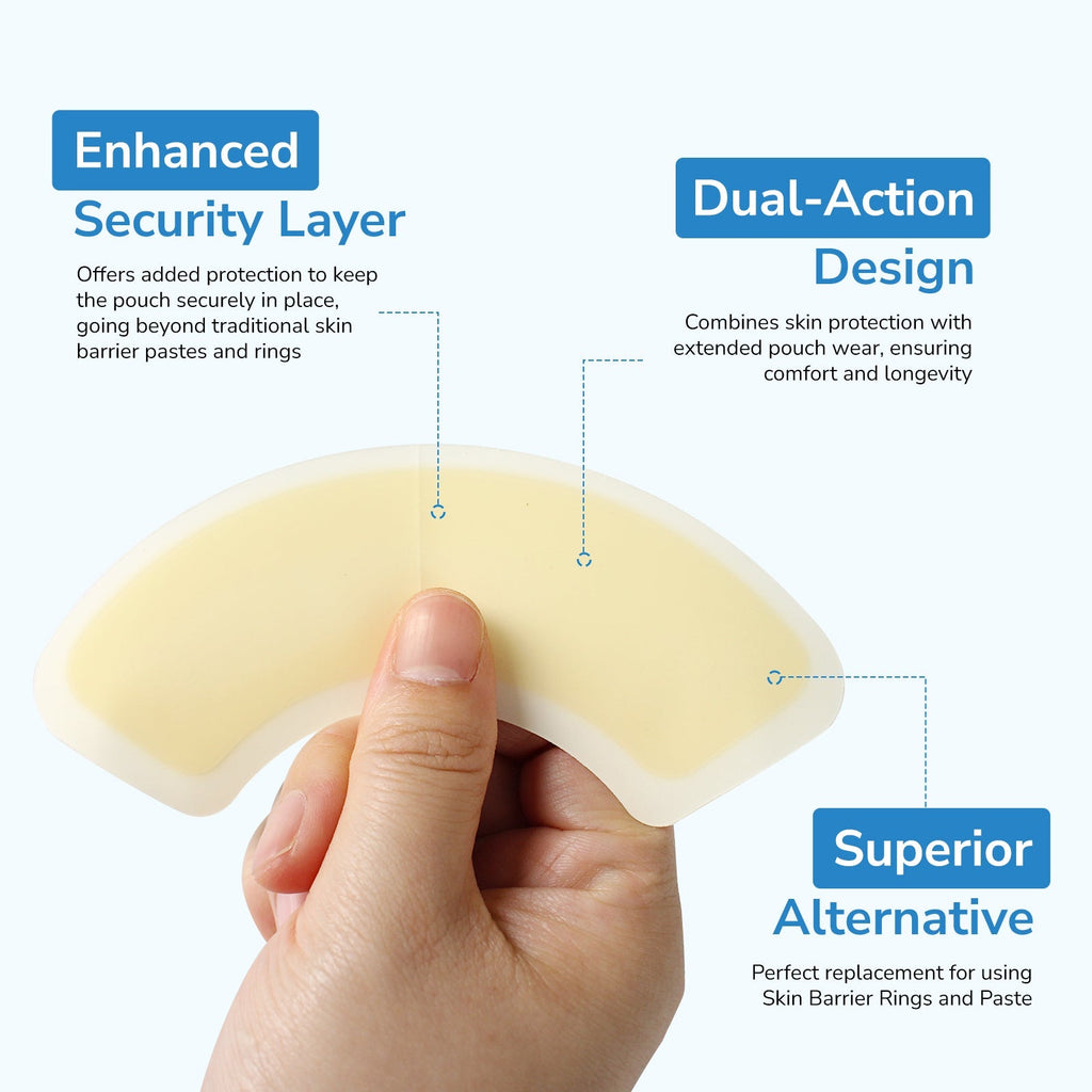 Onnohere 3-Piece Wide Ostomy Barrier Strips (30 PCS) – Hypoallergenic Hydrocolloid Sealing for Secure Fit