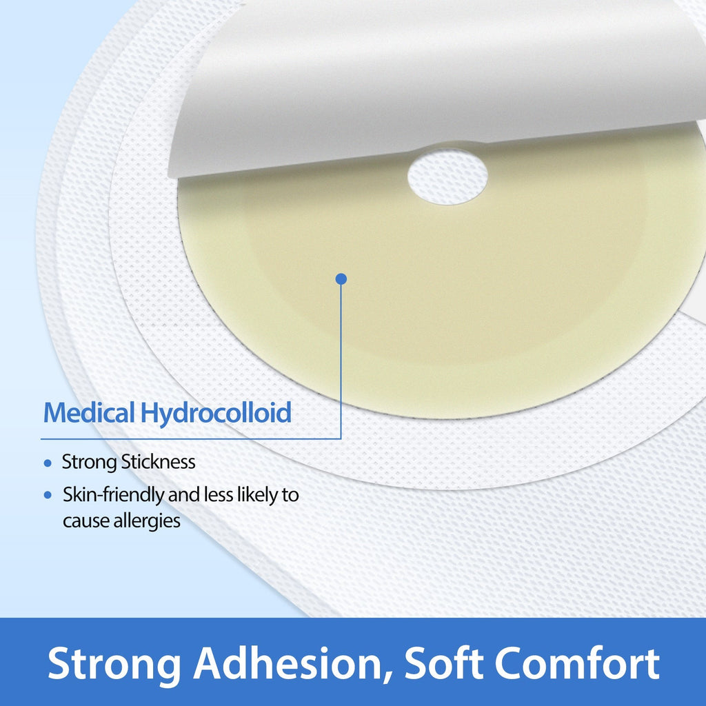 Onnohere 100 Pack One-Piece Ostomy Bags – Drainable Colostomy Pouches with Secure Hook Closure, 20–65mm