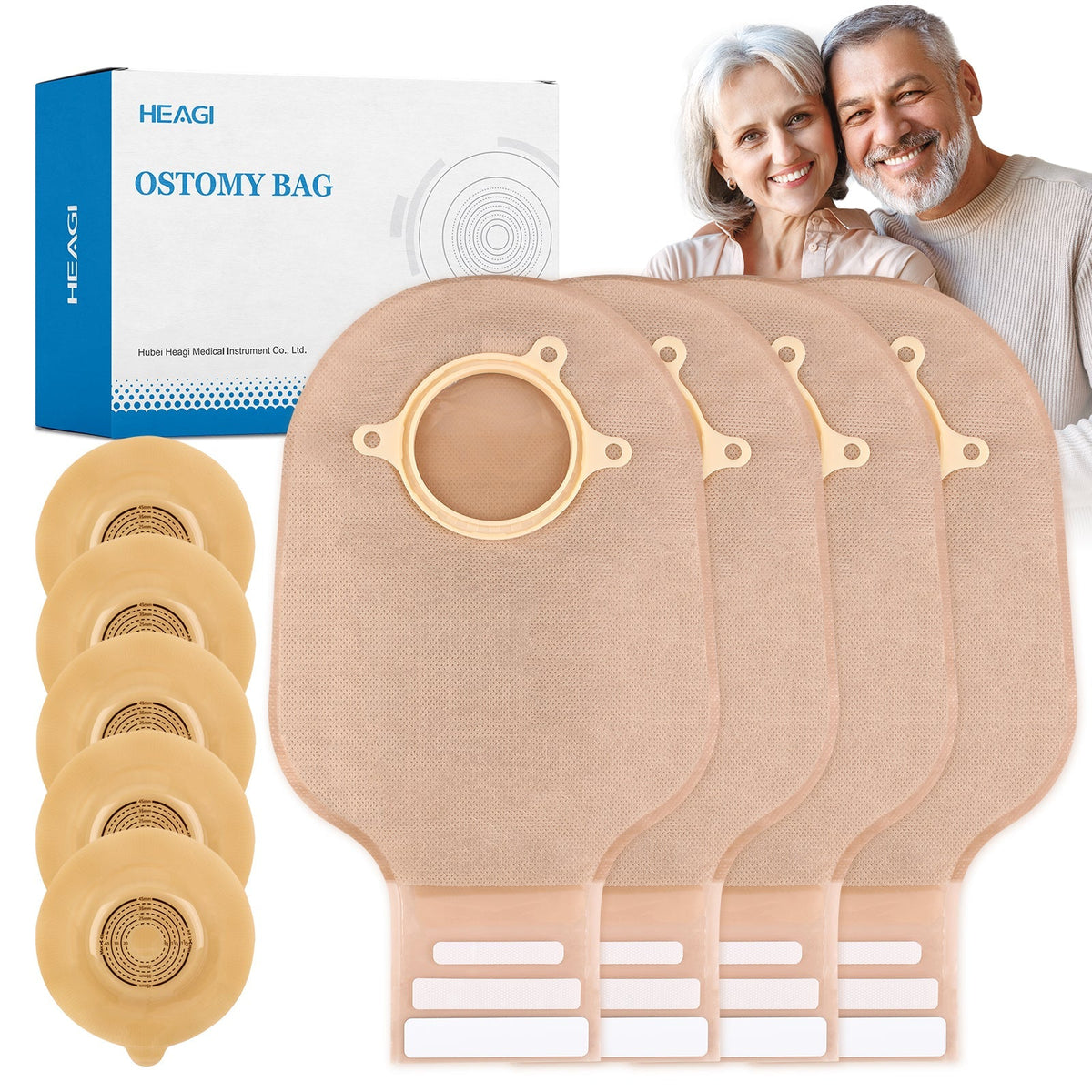Onnohere 30pcs 2 Piece Convex Colostomy Bags 15-45mm Drainable Pouches with Closure for Ileostomy Ostomy supplies