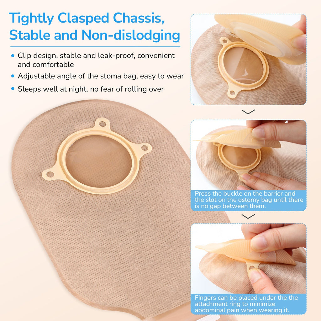 Onnohere 30pcs 2 Piece Convex Colostomy Bags 15-45mm Drainable Pouches with Closure for Ileostomy Ostomy supplies