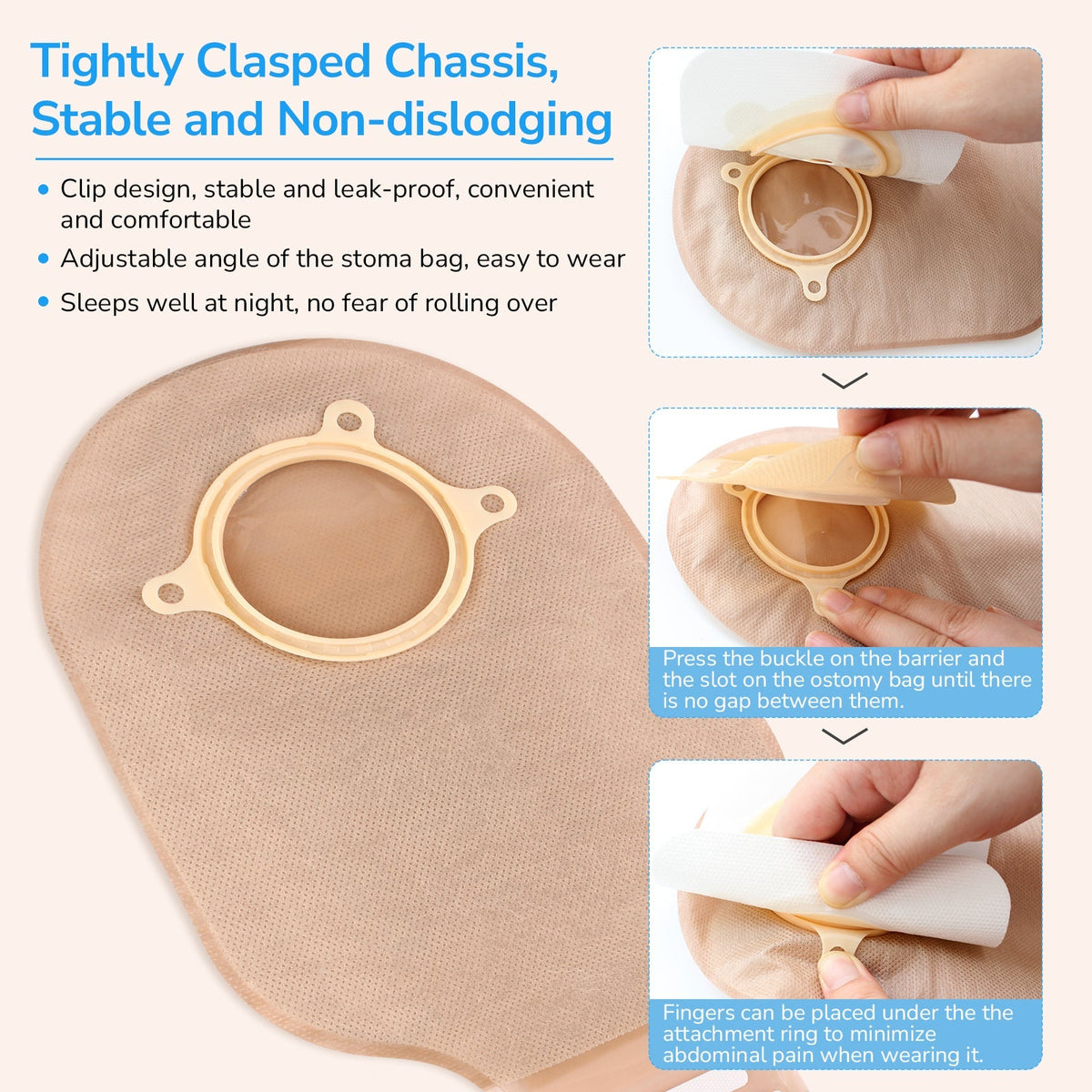 Onnohere 100 PCS Colostomy Bags, Two Piece Drainable Pouches with Closure 60mm Max, Ostomy supplies