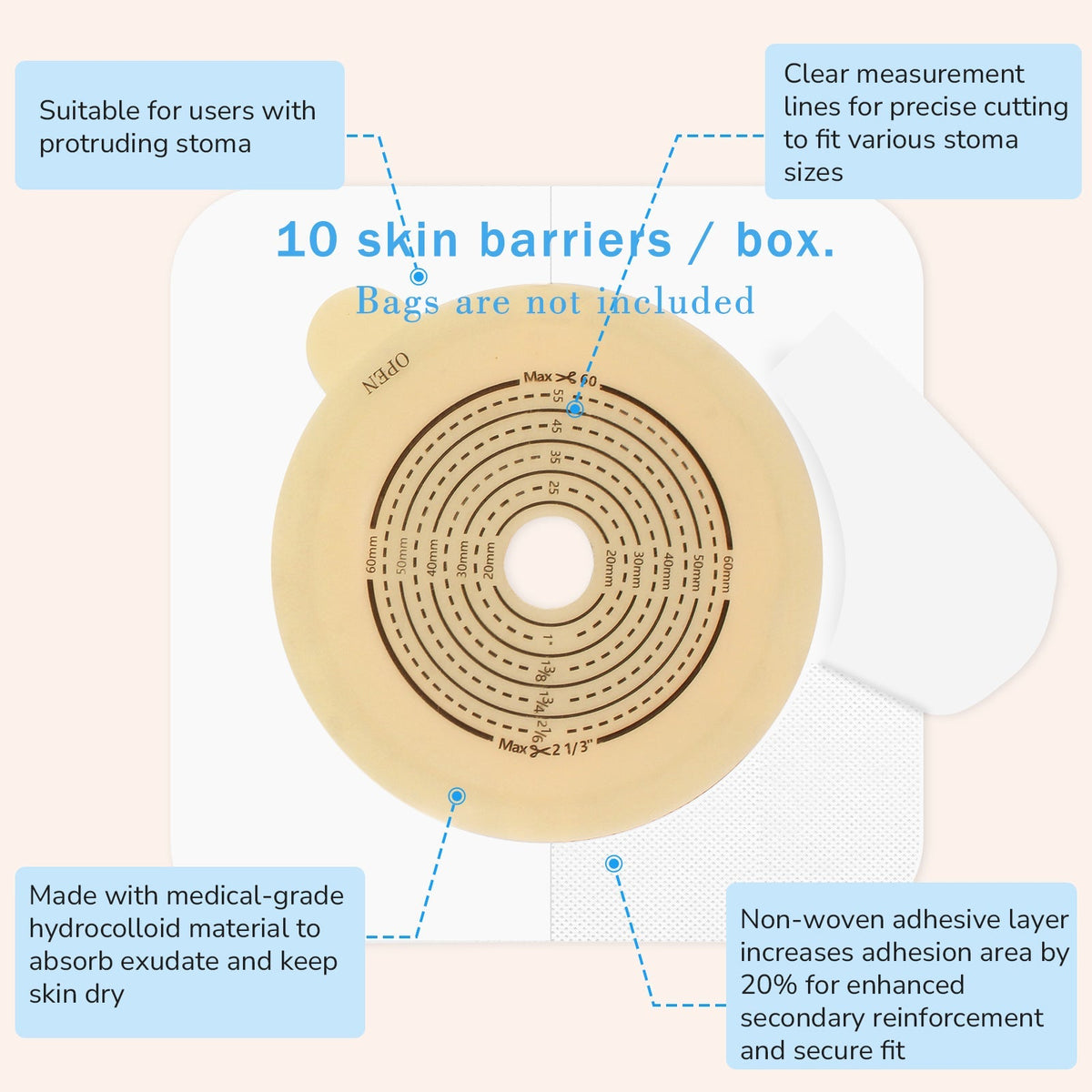 Onnohere 30pcs Two Piece Colostomy Bags Drainable Pouches with Closure for Ileostomy Ostomy supplies
