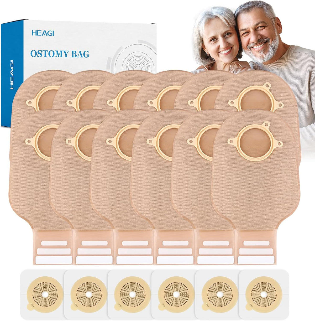 Onnohere 30pcs Two Piece Colostomy Bags Drainable Pouches with Closure for Ileostomy Ostomy supplies