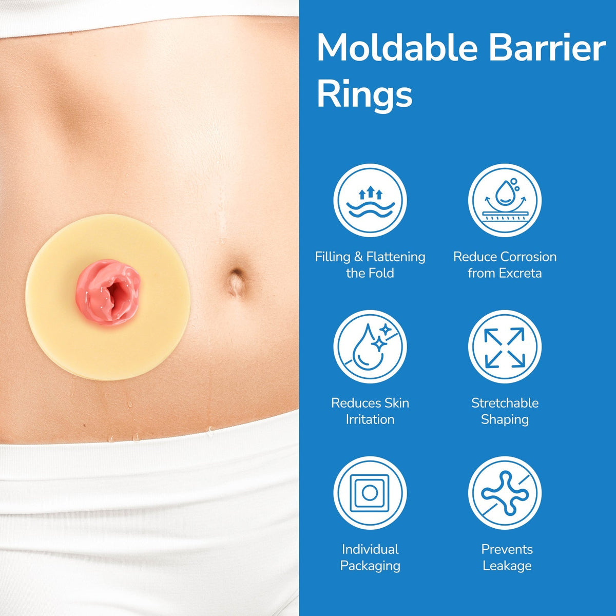 Onnohere 4mm Ostomy Barrier Rings – Thick Hydrocolloid Seal for Enhanced Leak Protection, Ostomy Care