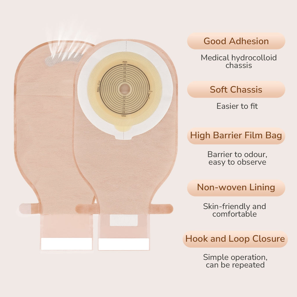Onnohere 60 PCS Colostomy Bags 1- Piece Ostomy Drainable Pouch with Closure For Ileostomy