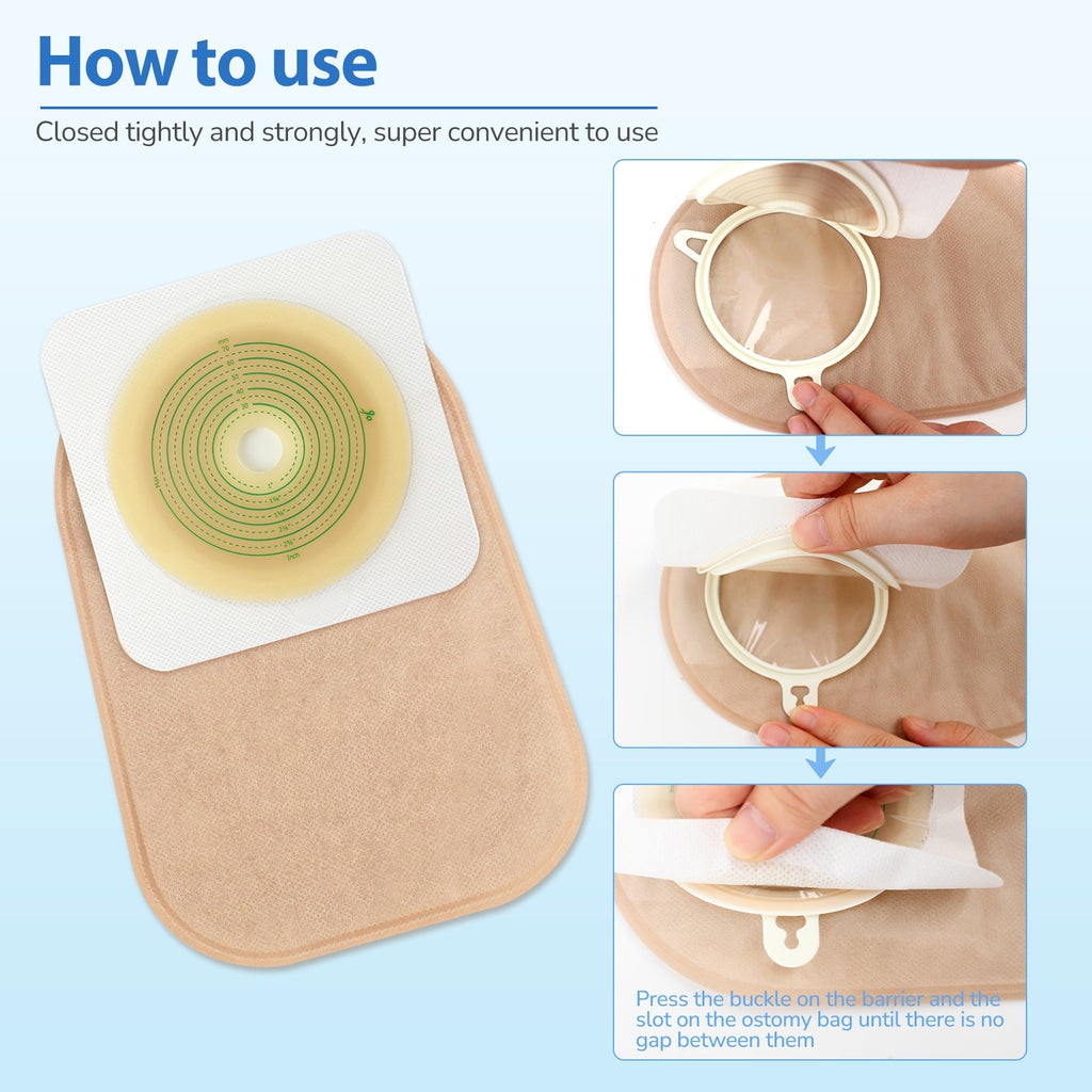 Onnohere 60pcs Colostomy Bags 2 Piece Closed End, Disposable Ostomy Pouch for Ileostomy, Travel Backup