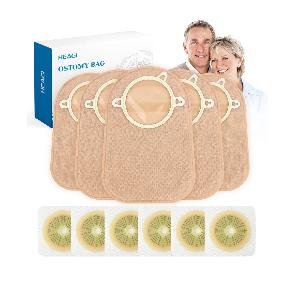 Onnohere 60pcs Colostomy Bags 2 Piece Closed End, Disposable Ostomy Pouch for Ileostomy, Travel Backup
