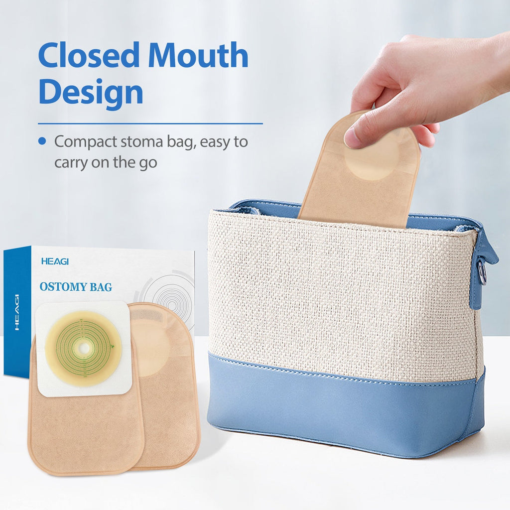 Onnohere 60pcs Colostomy Bags 2 Piece Closed End, Disposable Ostomy Pouch for Ileostomy, Travel Backup