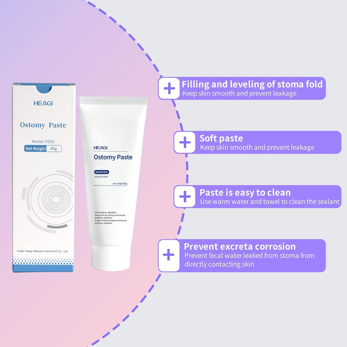 Onnohere Alcohol-Free Ostomy Paste - Skin Barrier Protection for Stoma Care, Colostomy Supplies Accessories