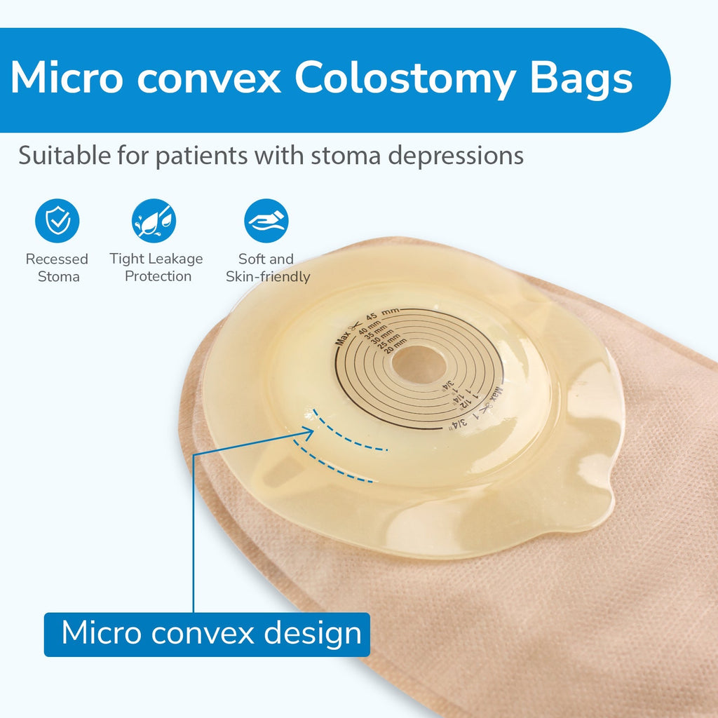 Onnohere Colostomy Bags 1 Piece Convex Ostomy Bags with Exhaust Hole & Adjustable Waistband