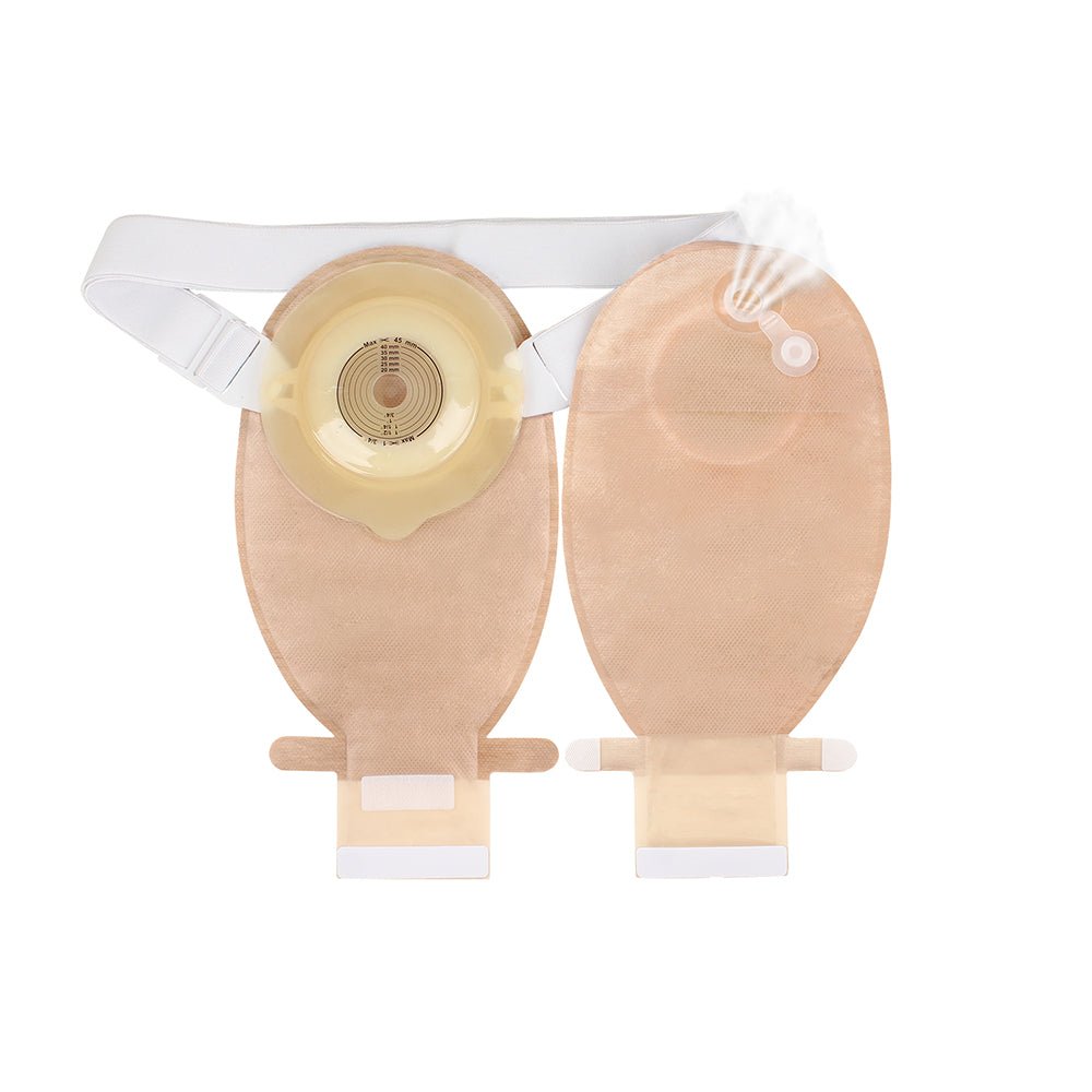 Onnohere Colostomy Bags 1 Piece Convex Ostomy Bags with Exhaust Hole & Adjustable Waistband