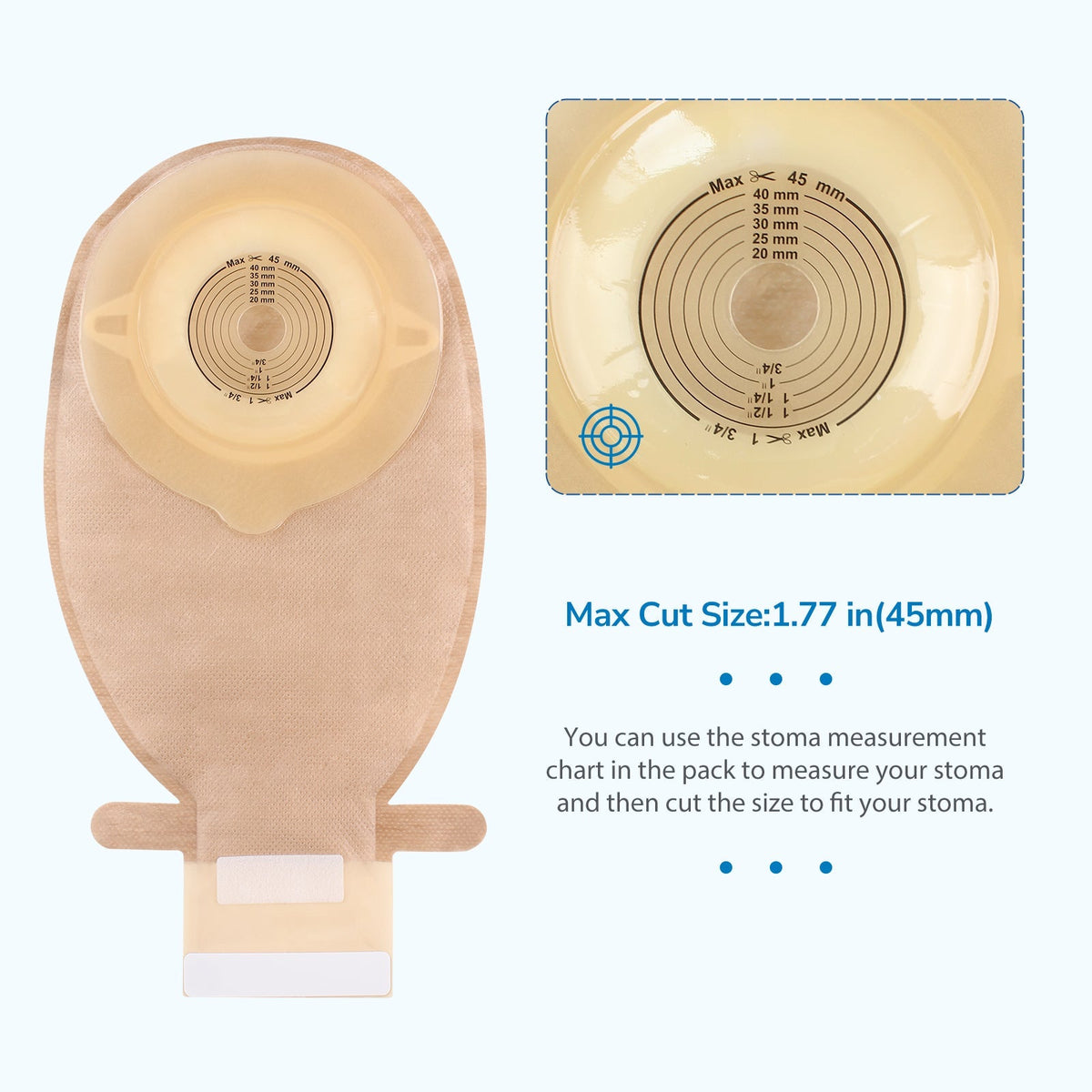 Onnohere Colostomy Bags 1 Piece Convex Ostomy Bags with Exhaust Hole & Adjustable Waistband