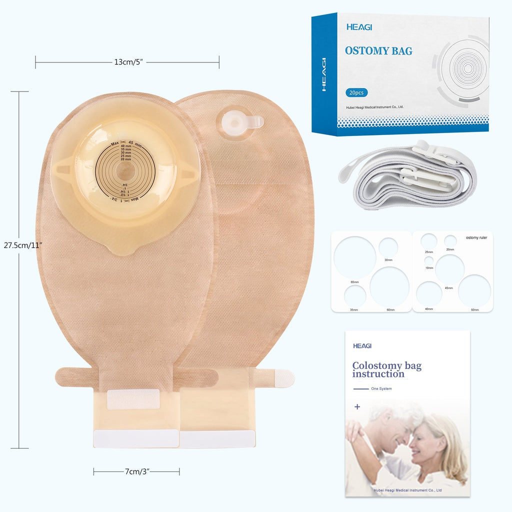 Onnohere Colostomy Bags 1 Piece Convex Ostomy Bags with Exhaust Hole & Adjustable Waistband