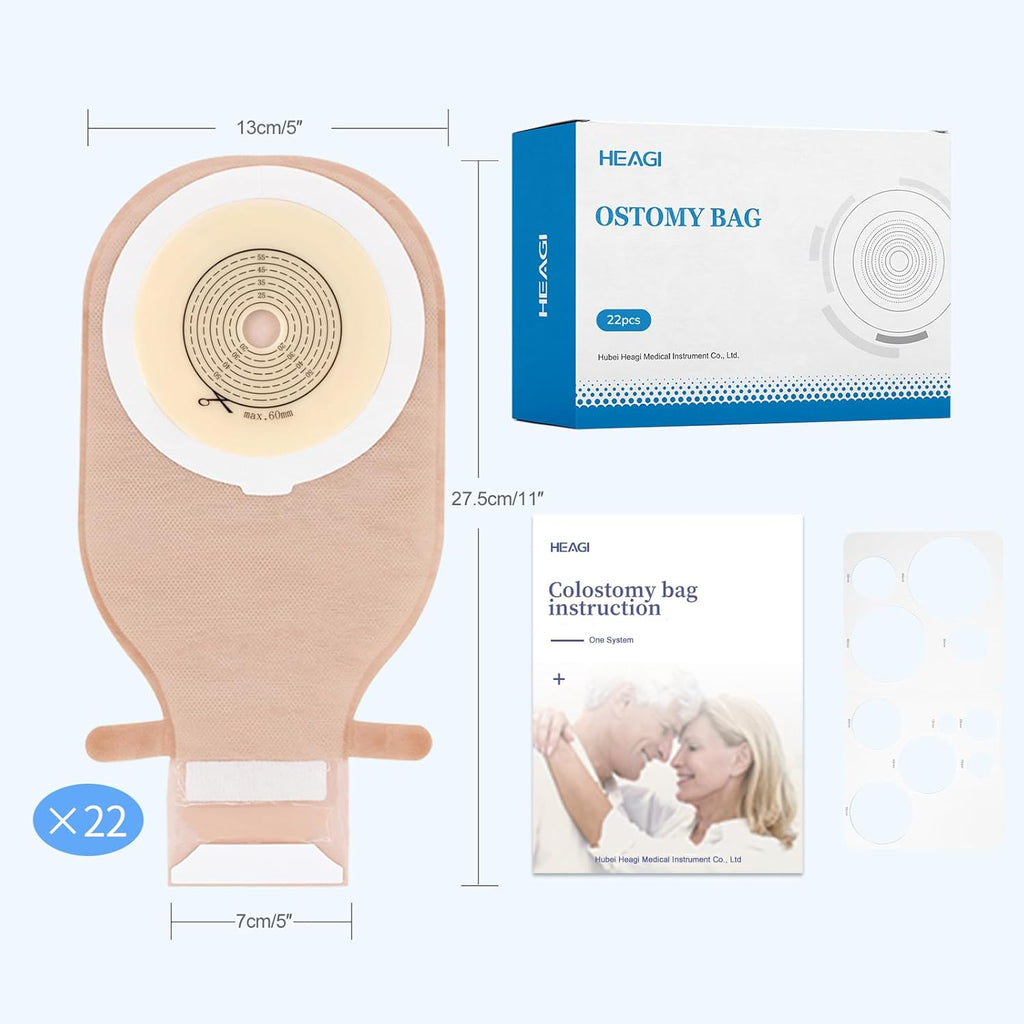 Onnohere Colostomy Bags One Piece Ostomy Drainable Pouch with Closure For Ileostomy,  Stoma Care Supplies
