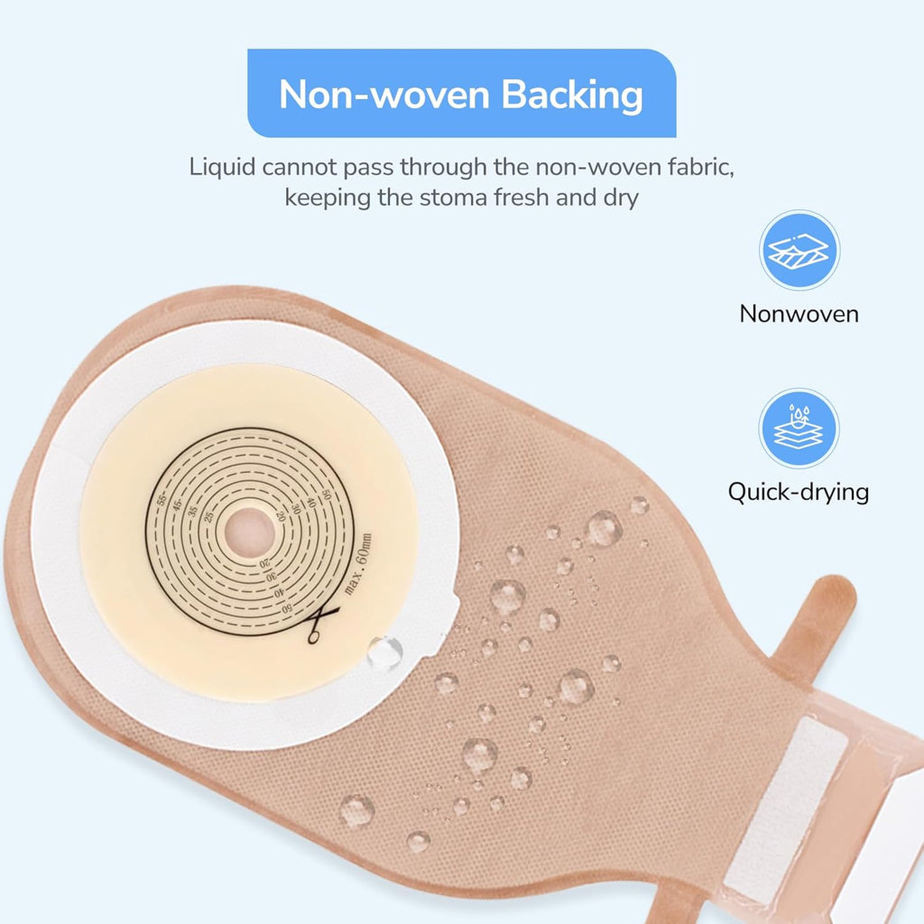 Onnohere Colostomy Bags One Piece Ostomy Drainable Pouch with Closure For Ileostomy,  Stoma Care Supplies