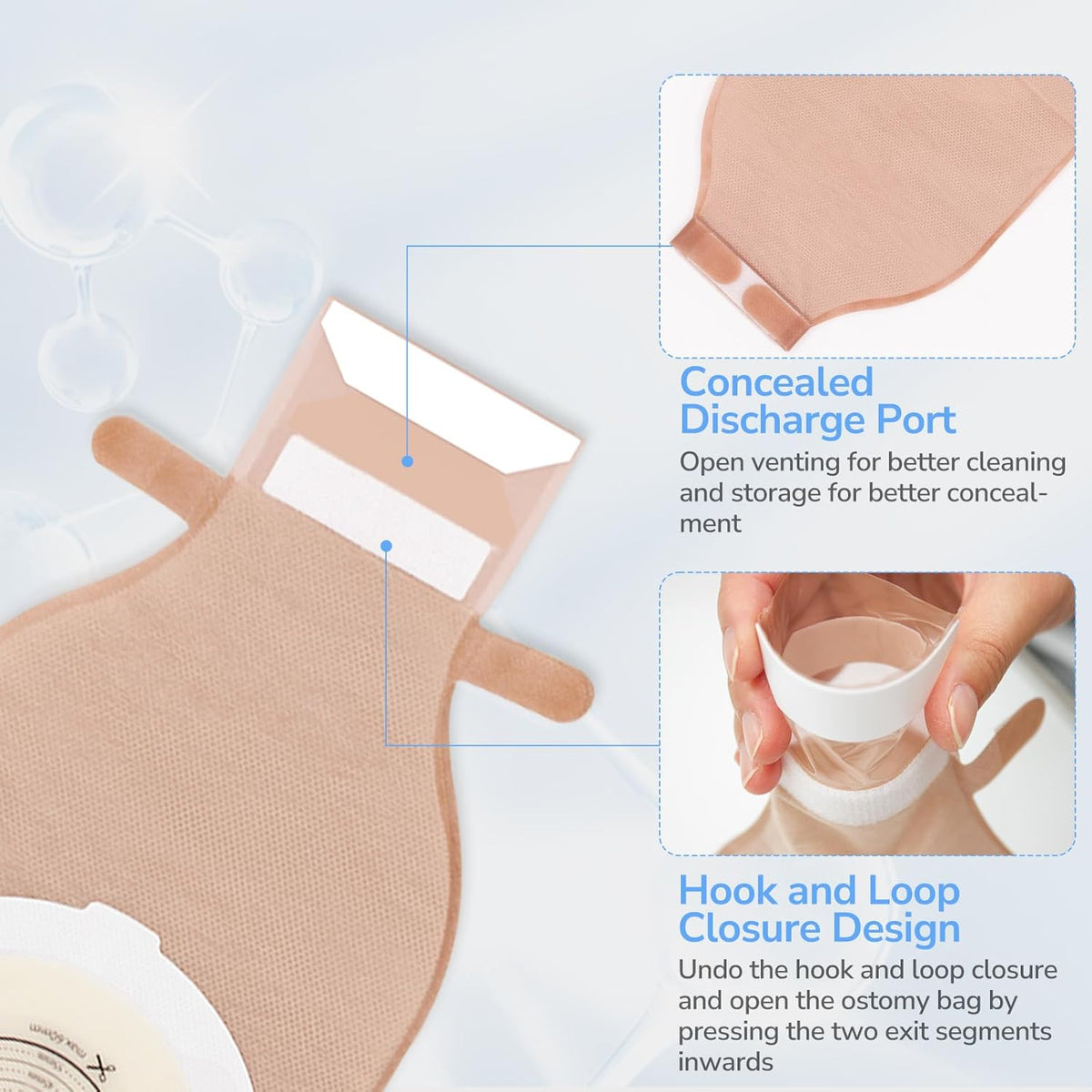 Onnohere Colostomy Bags One Piece Ostomy Drainable Pouch with Closure For Ileostomy,  Stoma Care Supplies