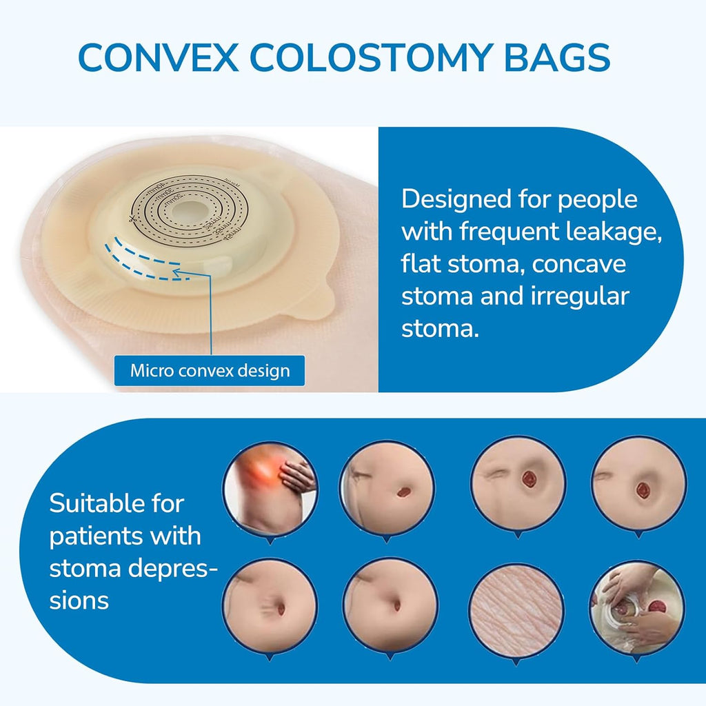 Onnohere Colostomy Bags Ostomy Supplies One-Piece Convex Ostomy Bags with a Waistband