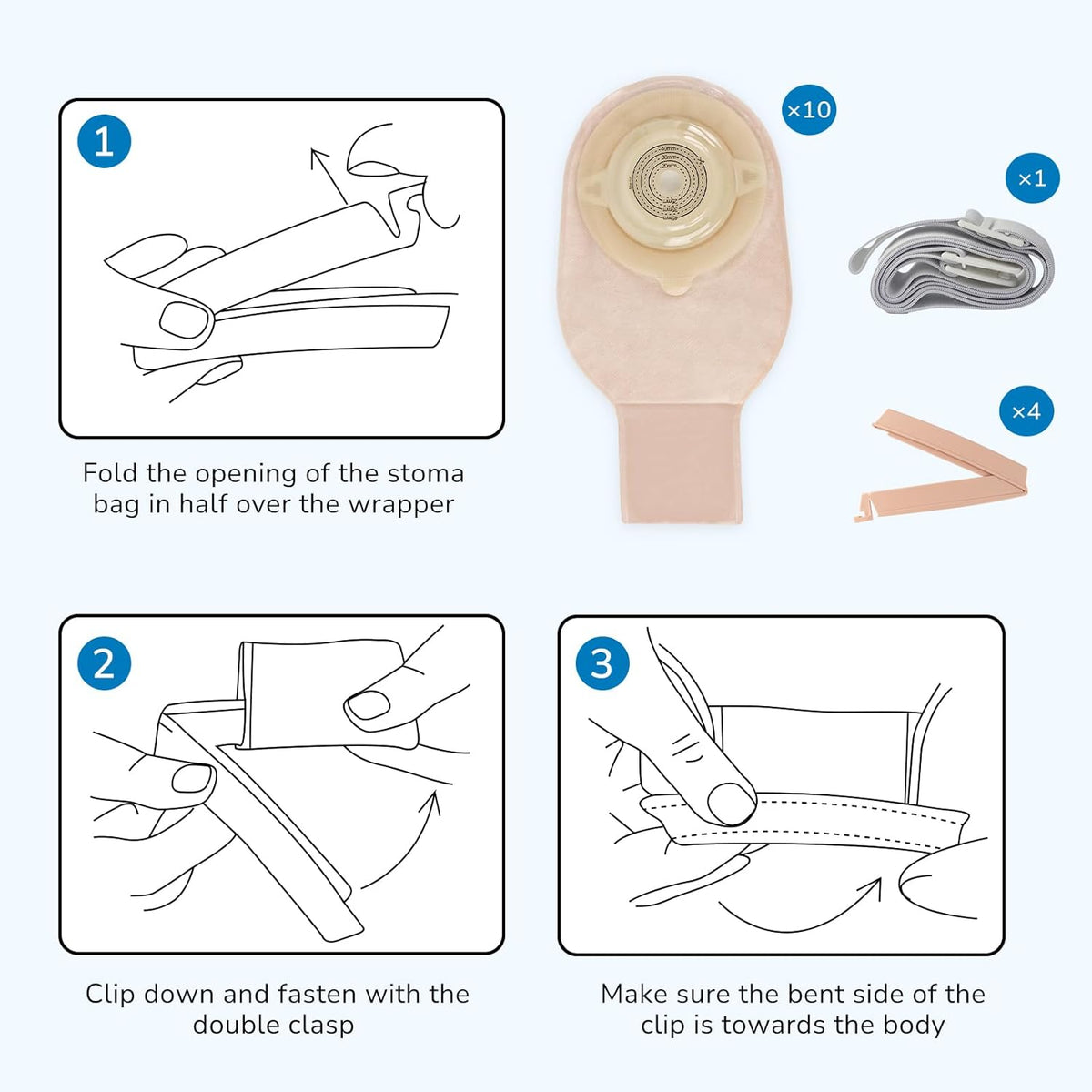 Onnohere Colostomy Bags Ostomy Supplies One-Piece Convex Ostomy Bags with a Waistband
