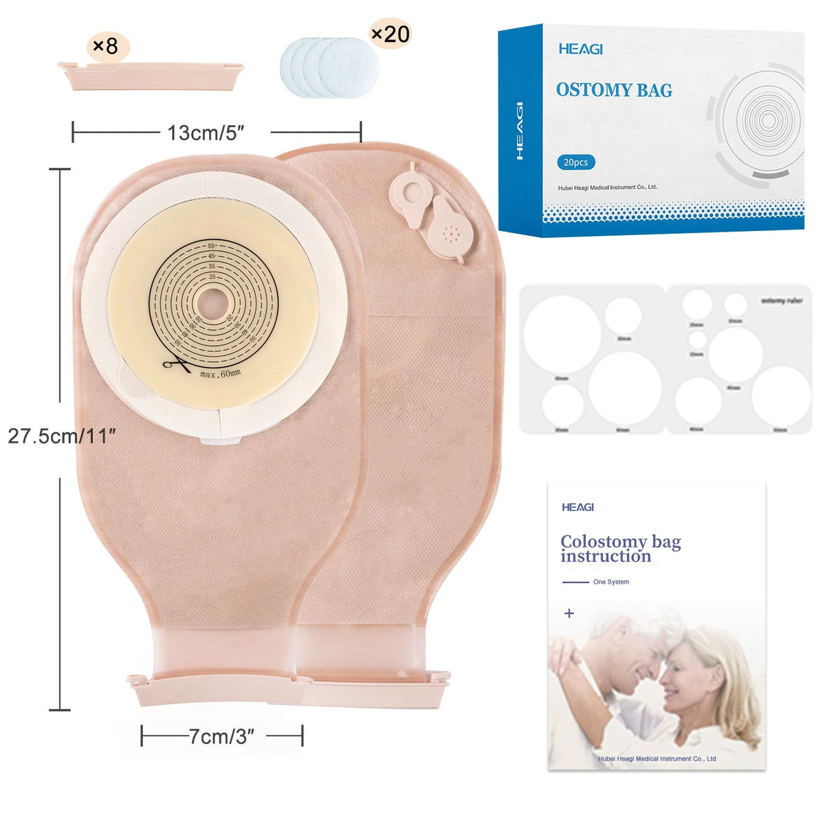 Onnohere Colostomy Bags Ostomy Supplies One Piece Ostomy Bag with Exhaust and Deodorising Holes