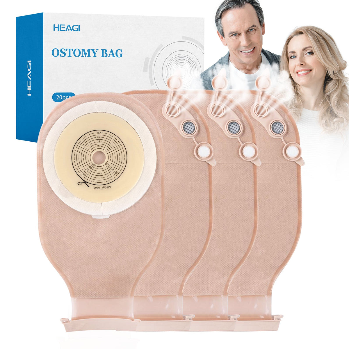Onnohere Colostomy Bags Ostomy Supplies One Piece Ostomy Bag with Exhaust and Deodorising Holes