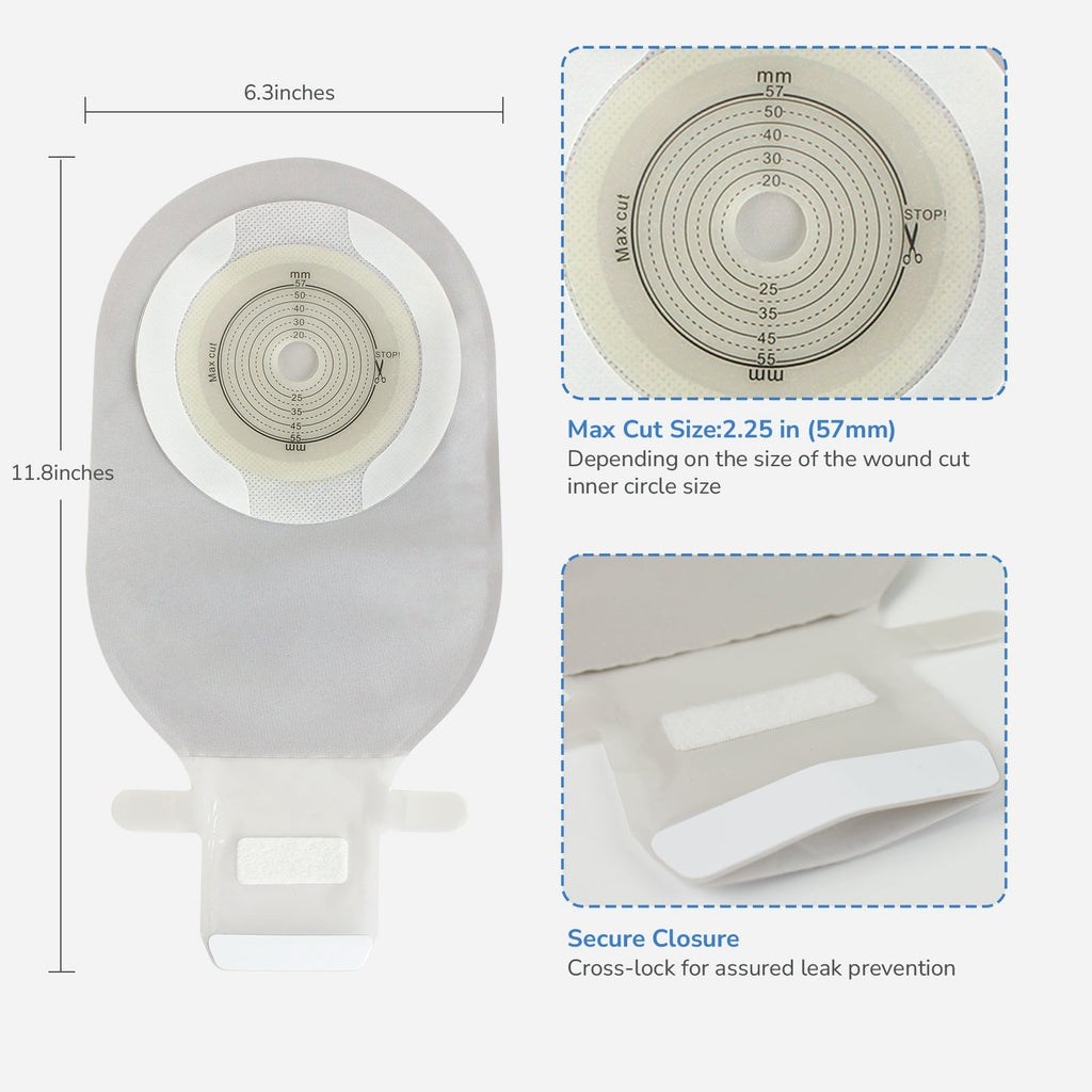 Onnohere ComfortWear 20 PCS Colostomy Bags, One Piece Ostomy Bag Drainable Pouch with Closure for Ileostomy