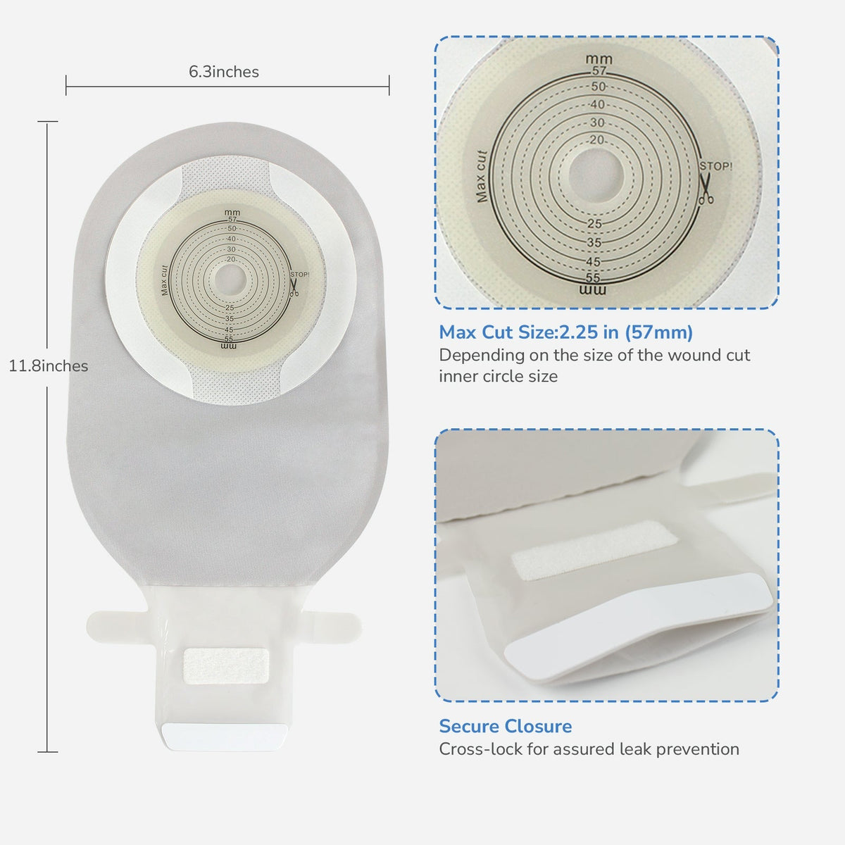 Onnohere ComfortWear 20 PCS Colostomy Bags, One Piece Ostomy Bag Drainable Pouch with Closure for Ileostomy
