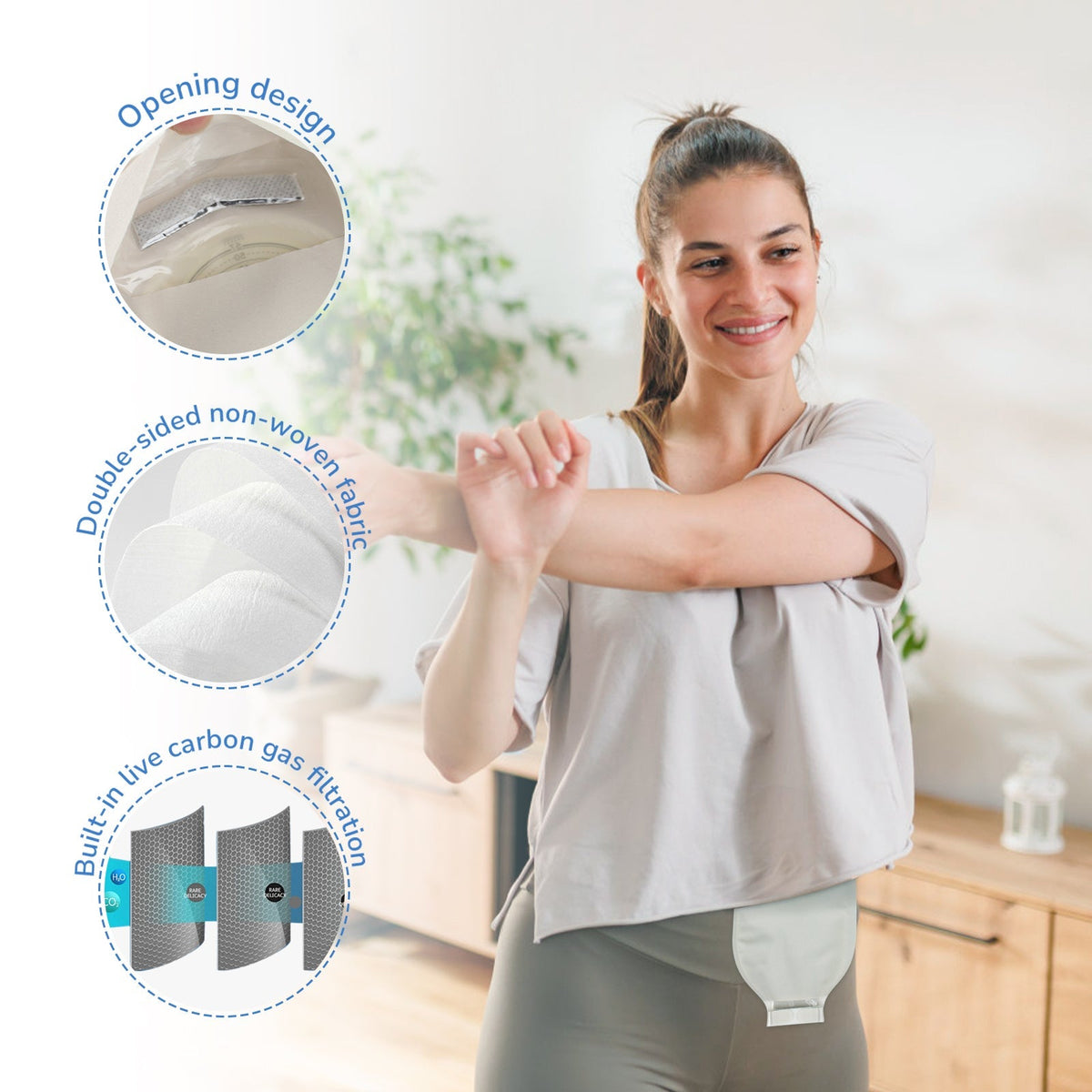 Onnohere ComfortWear 20 PCS Colostomy Bags, One Piece Ostomy Bag Drainable Pouch with Closure for Ileostomy