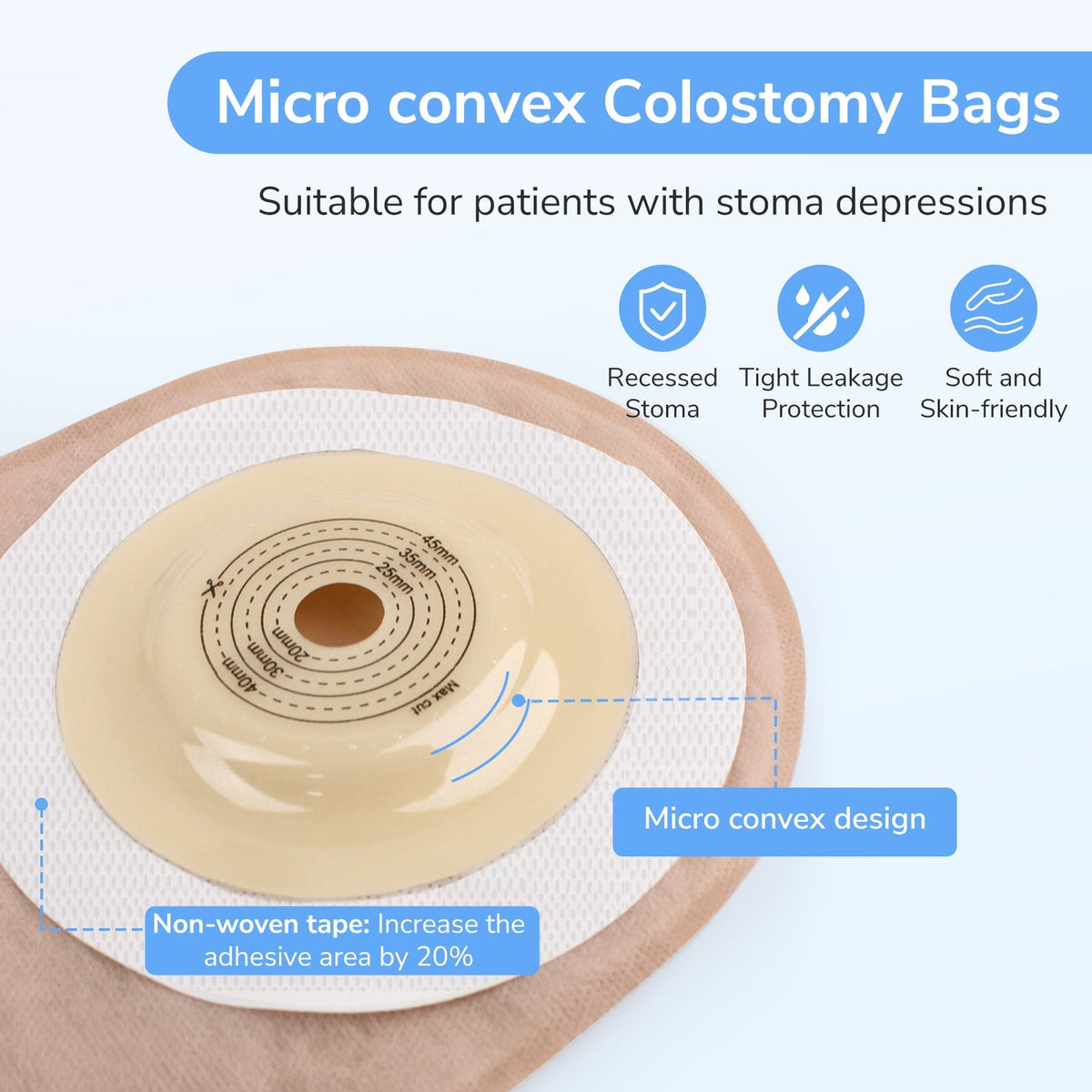 Onnohere Convex Ostomy Bags with Fast Vent & Dual-Layer Hydrocolloid Barrier – 10 Pack + Waist Belt