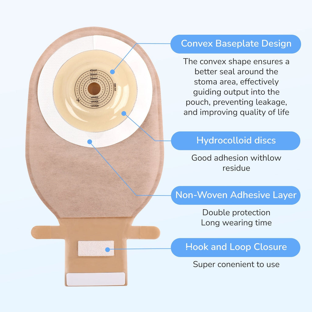 Onnohere Convex Ostomy Bags with Fast Vent & Dual-Layer Hydrocolloid Barrier – 10 Pack + Waist Belt